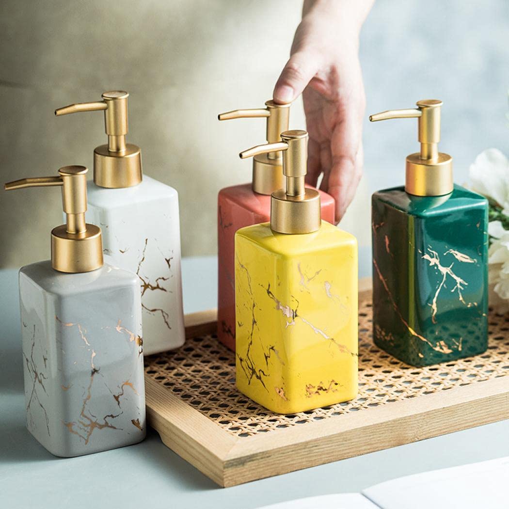 Poshops Soap Dispenser, Ceramic Marble Pattern Bathroom Accessories Hand Soap Dispensers Lotion Dispenser For Birthday Gift, Hou