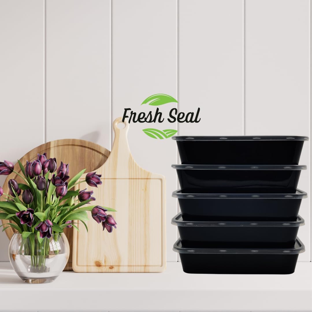 Fresh Seal Reusable Rectangle Plastic Containers With Lid For Food Storage, Food Delivery, Kitchen Use, Fridge And Microwave Saf