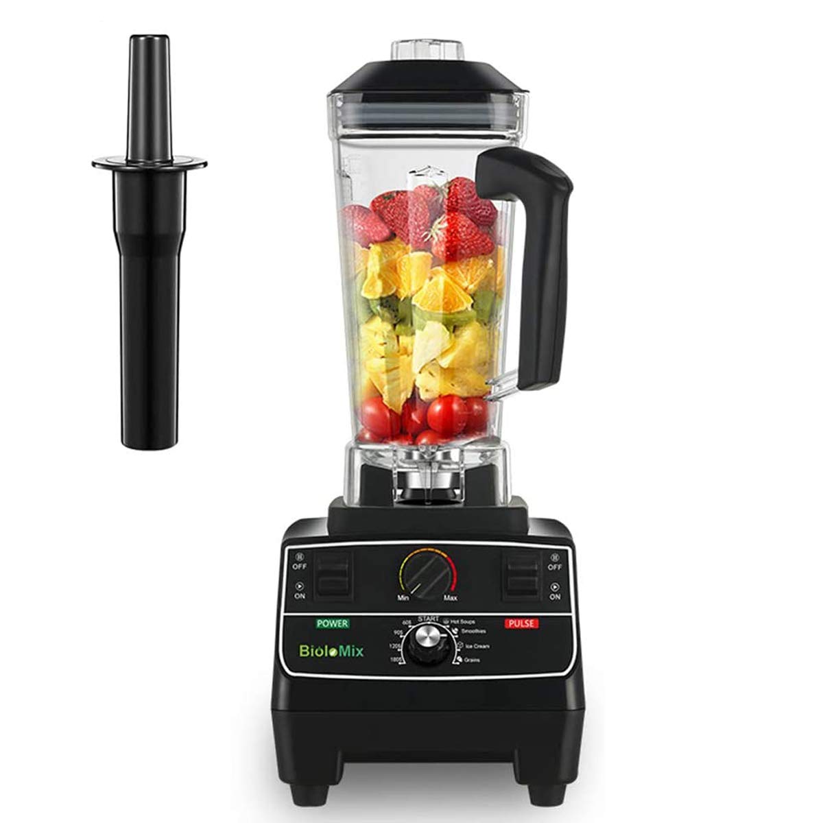 Biolomix Professional Countertop Blender Smoothie Mixer With 68Oz Bpa Free Pitcher, Smart Timer And Pre-Programed Peak 2200W Pow