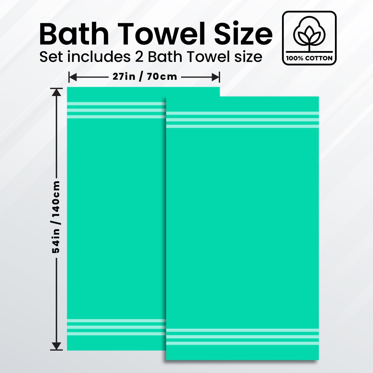 Infinitee Xclusives Luxury 100% Cotton Bath Towel Set (2 Pack Bath Towels 700 GSM  Vivid Green)