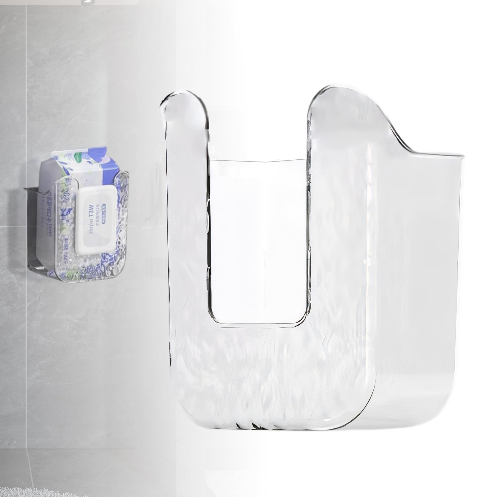 Xanadued Kitchen Wipes Storage, Flushable Wipes Holder For Bathroom, Wall-Mounted Tissue Box, Non-Slip Flushable Wipes Holder, W