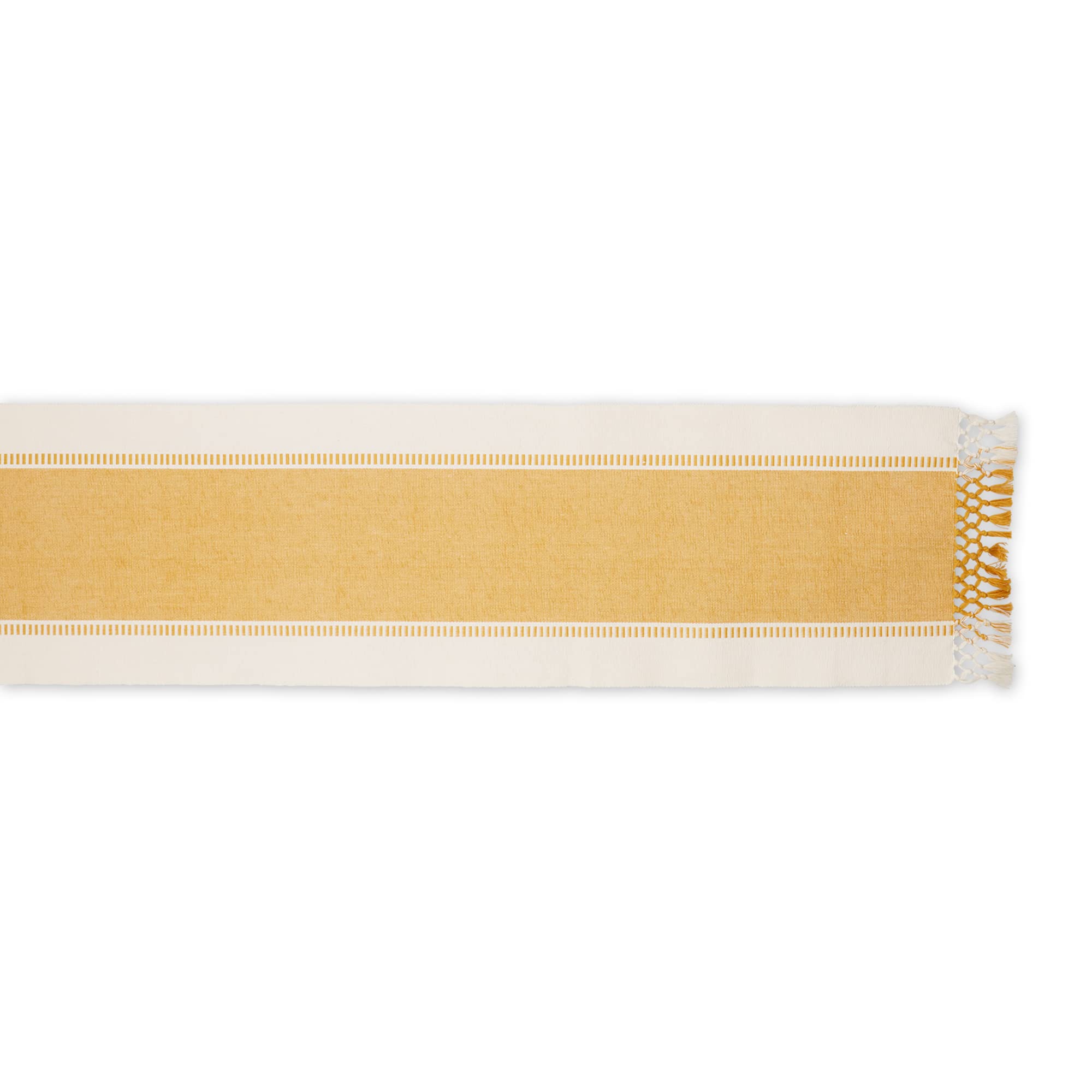 HONEY GOLD DOBBY STRIPE RIBBED TABLE RUNNER 13x72