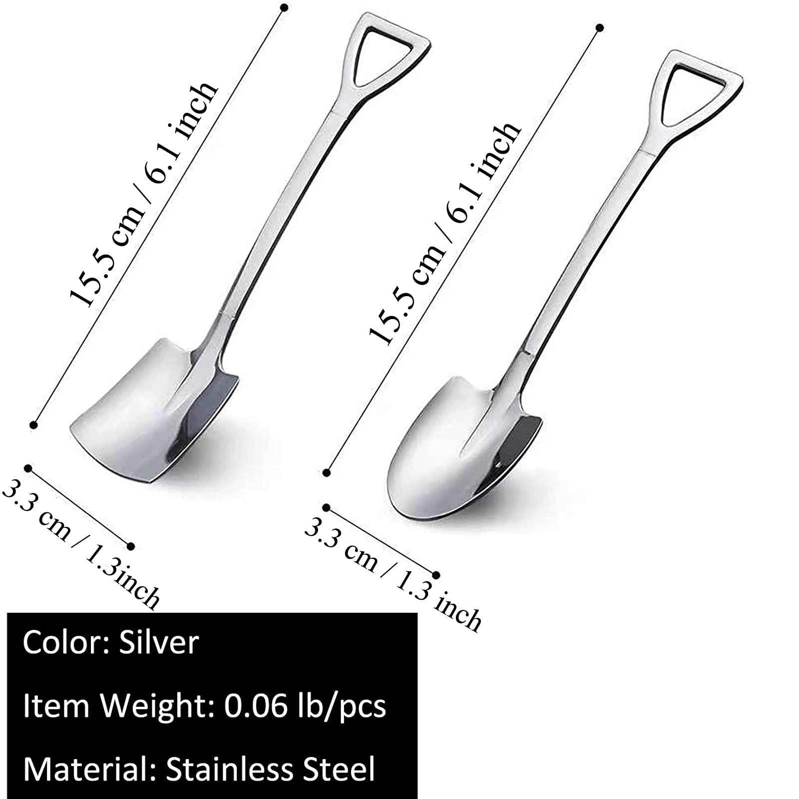 4 Pcs Stainless Steel Shovel Shape Spoon Pointed Spoon Coffee Tea Sugar Stirring Spoon Cake Dessert Spoon, Cat Dog Food Scooping