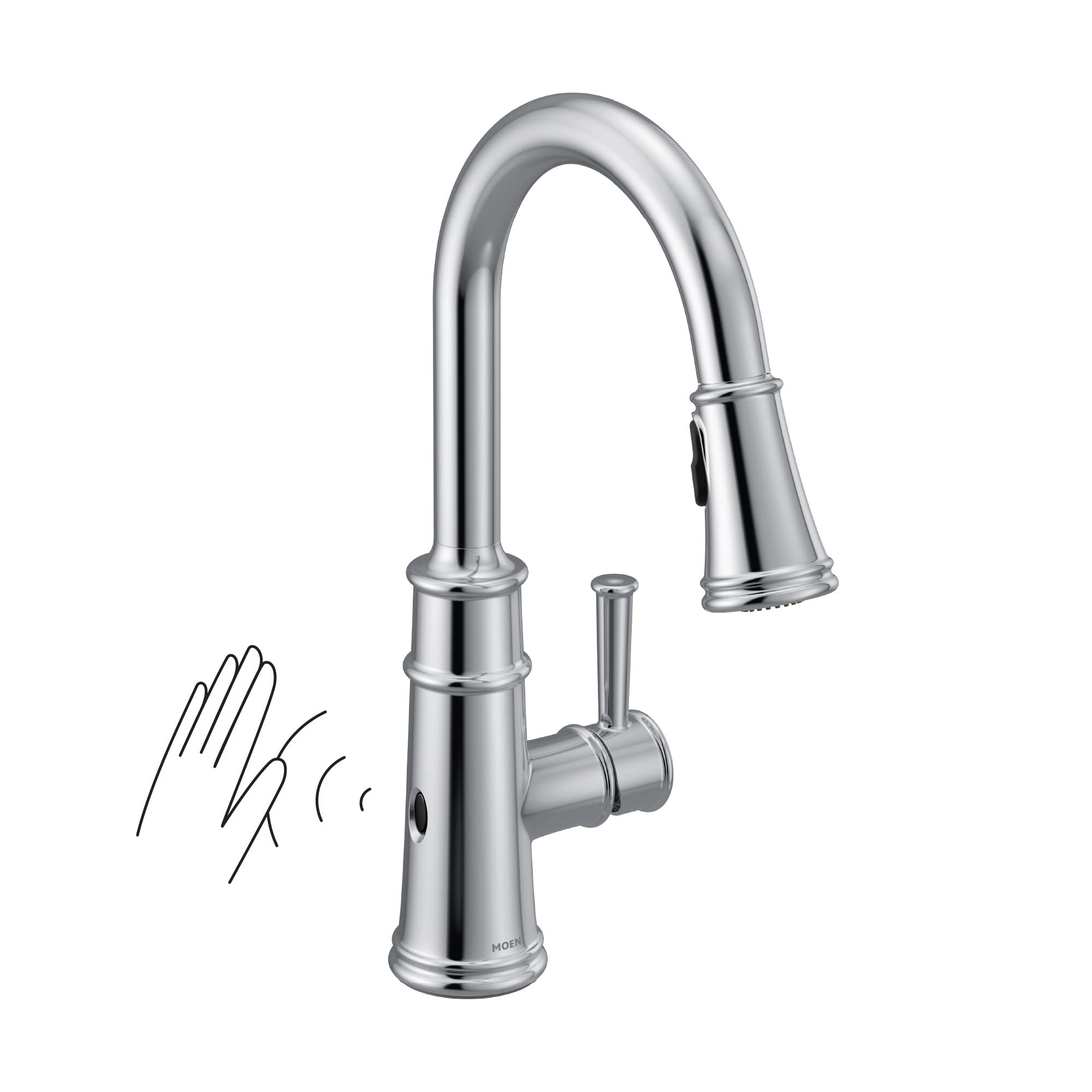 Moen 7260EWC Belfield Motionsense Wave Sensor Touchless One Handle Pulldown Kitchen Faucet Featuring Power Clean, Chrome
