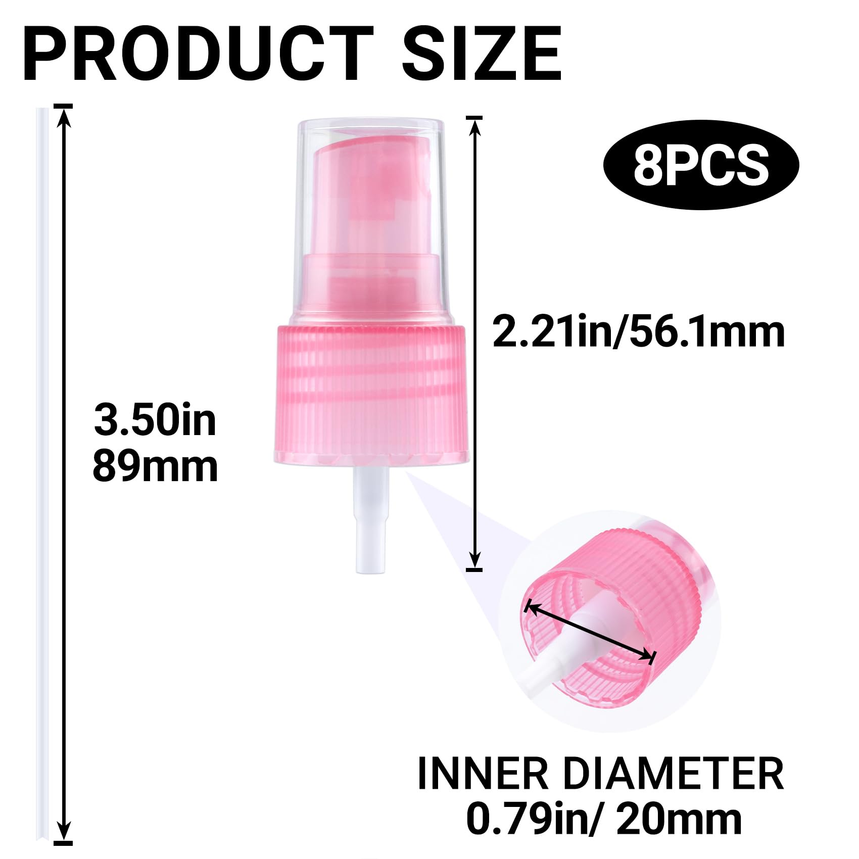 Winsyison 8Pcs Fine Mist Sprayer Caps, Plastic Spray Bottle Nozzle, Nozzle Tops Replacement For Cleaning Solutions- Pink