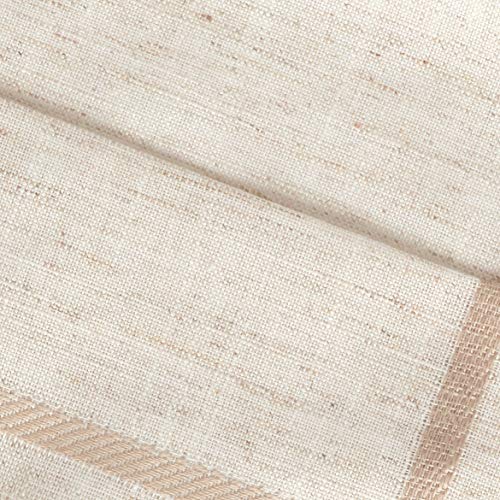 Saro Lifestyle Poly And Linen Blend Toscana Tablecloth With Hemstitch Border, Natural, 80''
