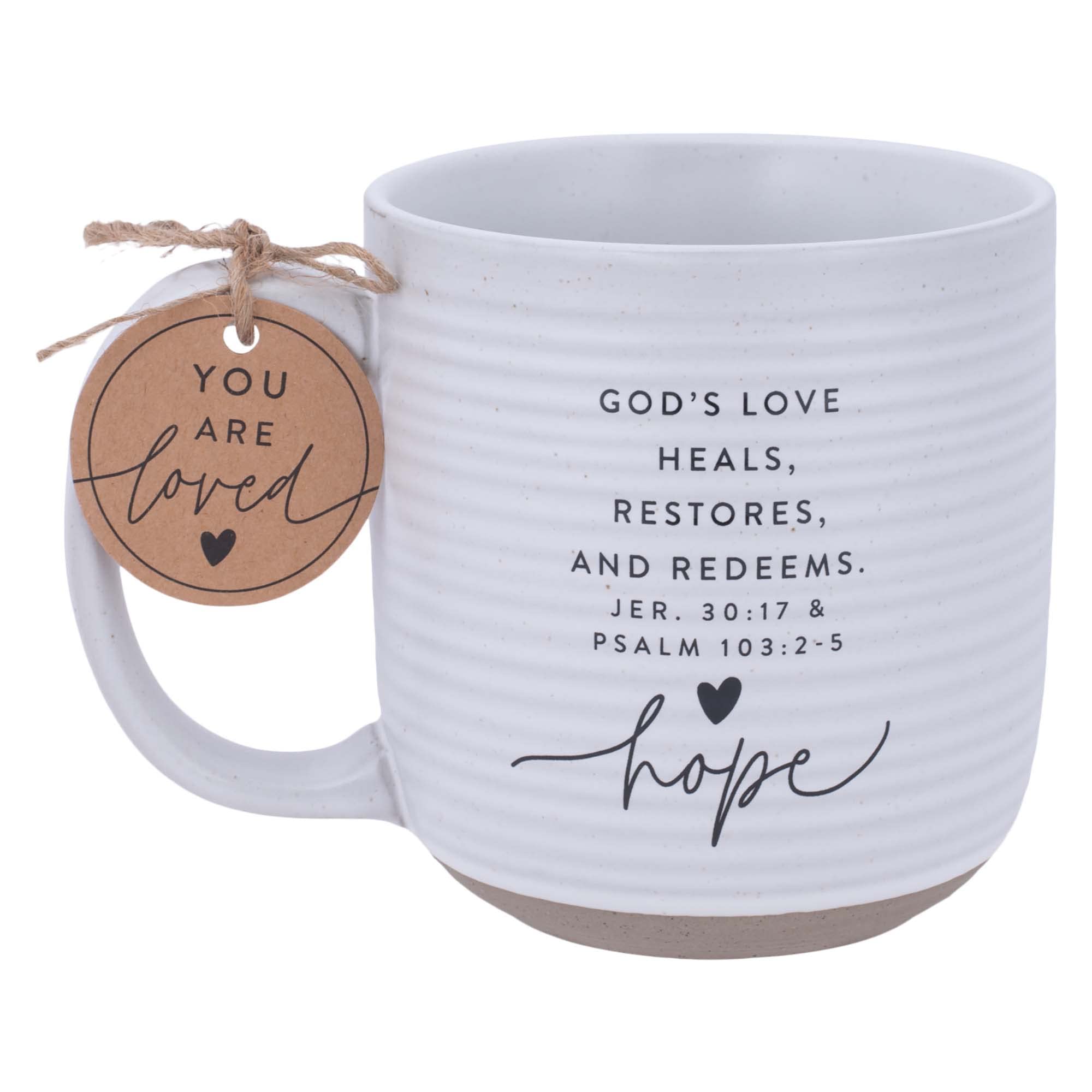 Lighthouse Christian Products Hope Hold Onto Hope Rib Textured White 20 Ounce Ceramic Mug