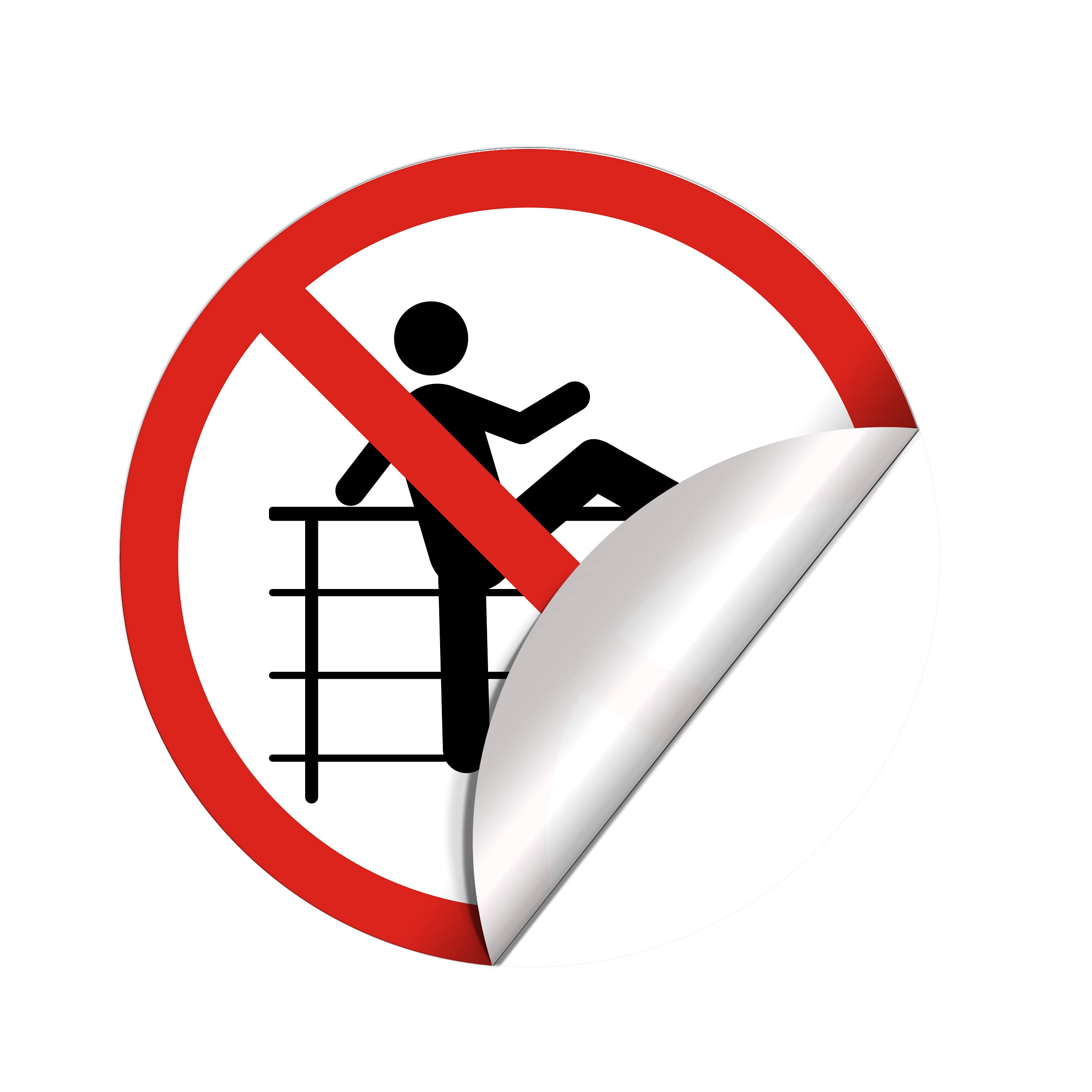 dealzEpic - Do Not Play/Climb On Fence Warning Sign - Self Adhesive Peel and Stick Waterproof Warning Vinyl Decal - 3.94 inches in Diameter | Pack of 4 Pcs