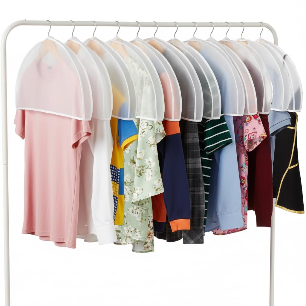 Shoulder Covers Plastic Hanger Covers for Clothes (Set of 12) Closet Clothes Protectors Breathable Clear Jacket Cover with 2 '' Gusset for Suit  Coat  Jackets  Blouses  Dress - 24 ' ' x12 '' x2 ' '/12 Pack
