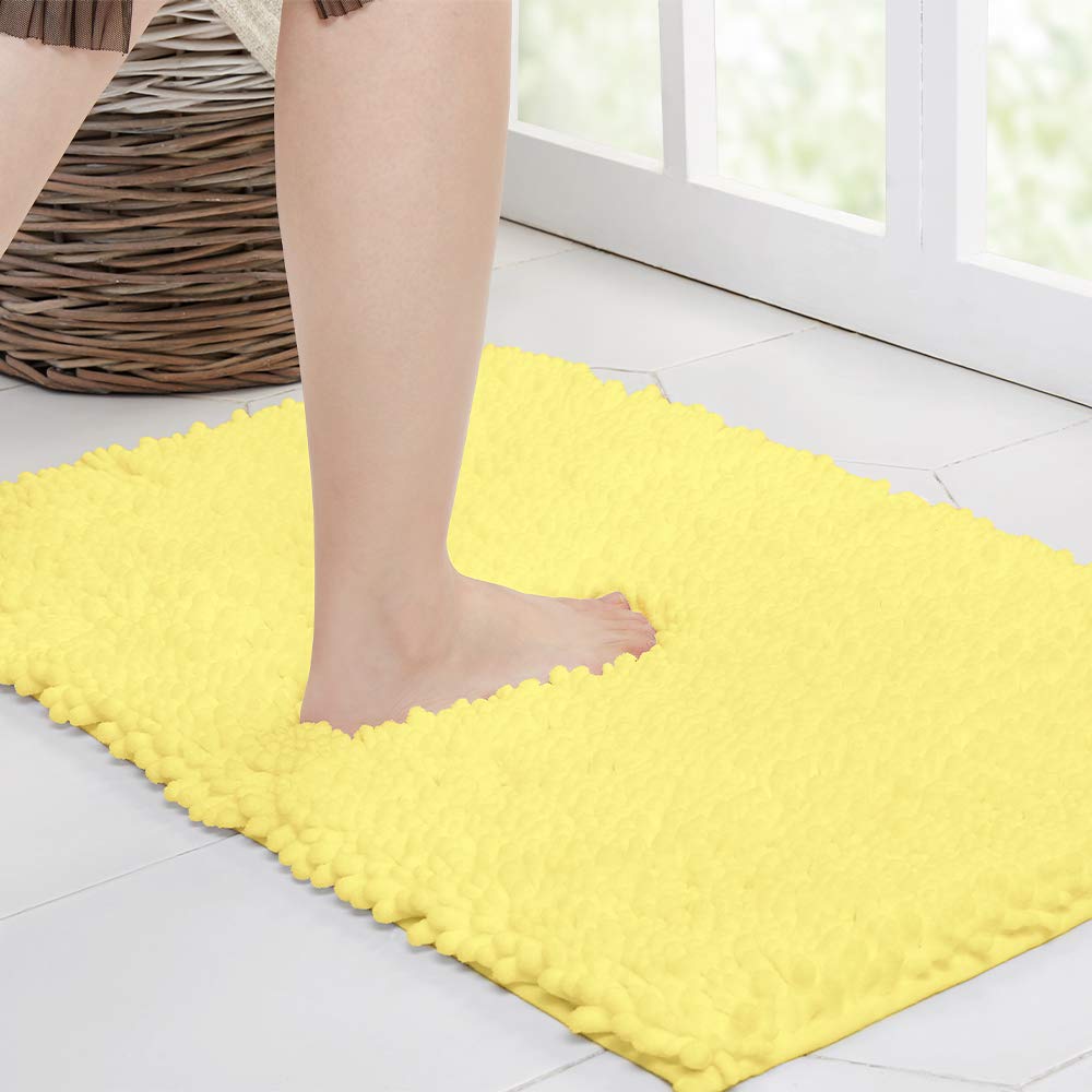 Walensee Large Bathroom Rug Non Slip Bath Mat (72X24 Inch Yellow) Water Absorbent Super Soft Shaggy Chenille Machine Washable Dr