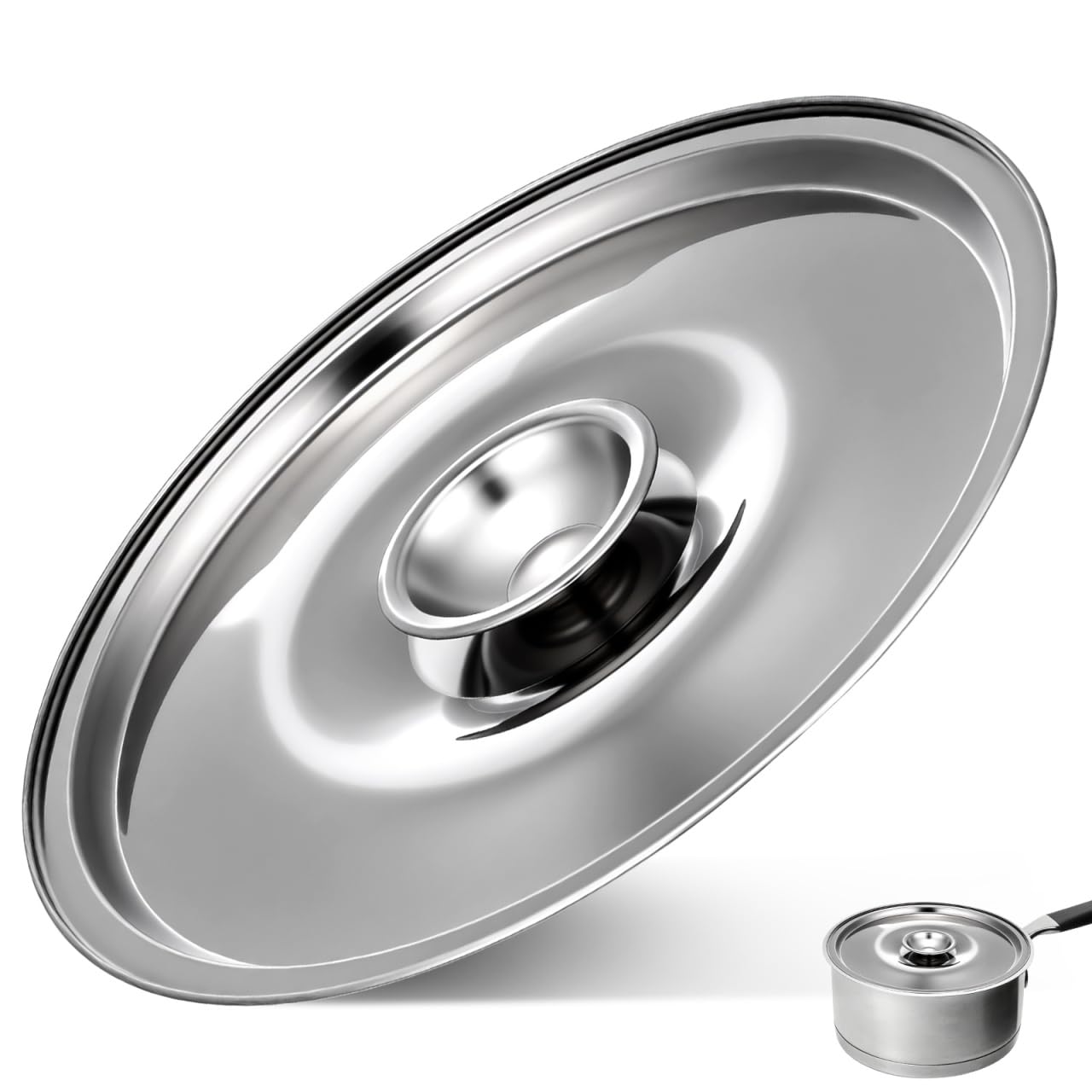 Cabilock Stainless Steel Pot Lid, Small Pan Saucepan Lid, Household Seasoning Pot Cover, Multifunction Cooking Cookware Cover R