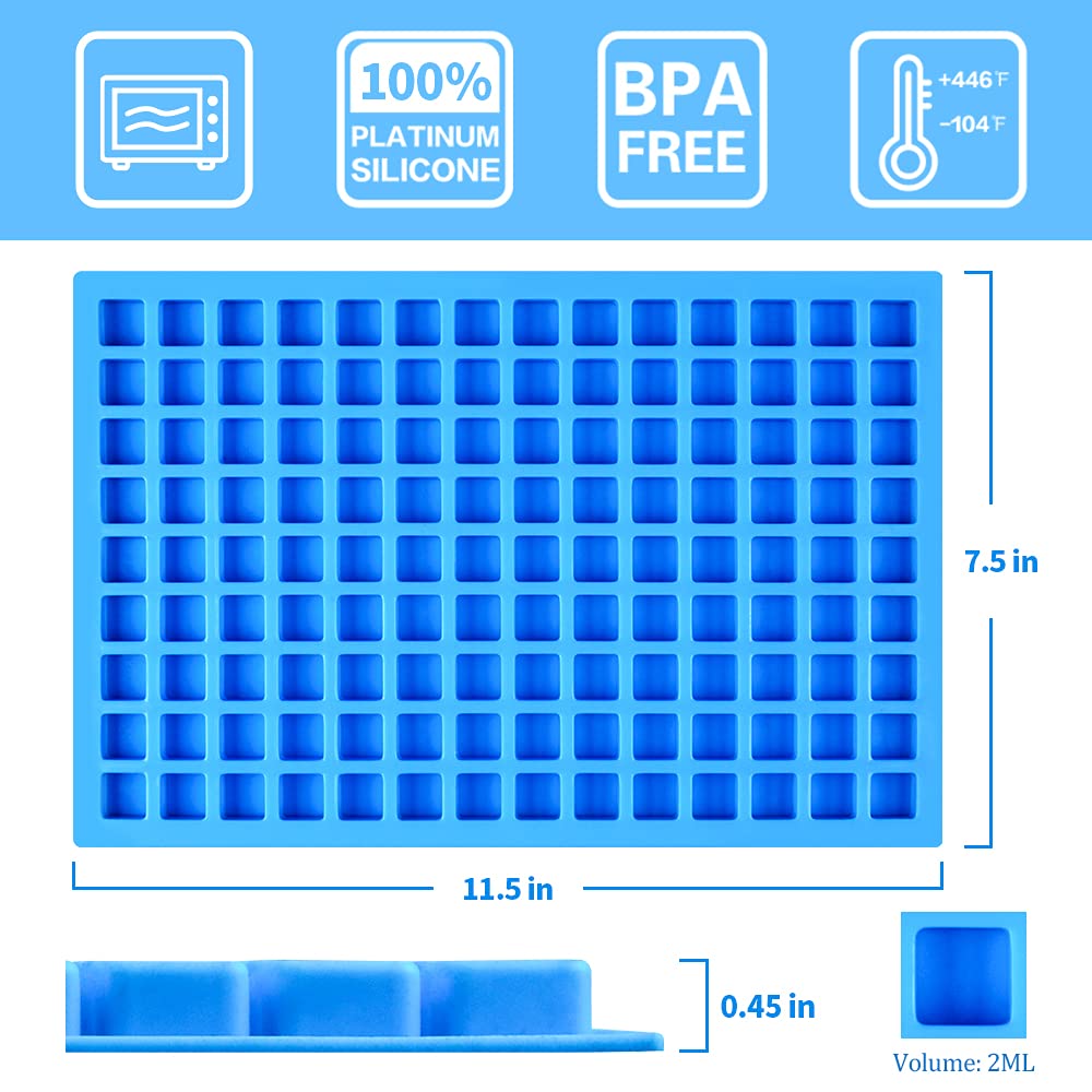 Square Silicone Candy Molds - Mini Silicone Molds For Hard Candy, Chocolate, Gummy, Caramel, Ganache, Ice Cubes (2)