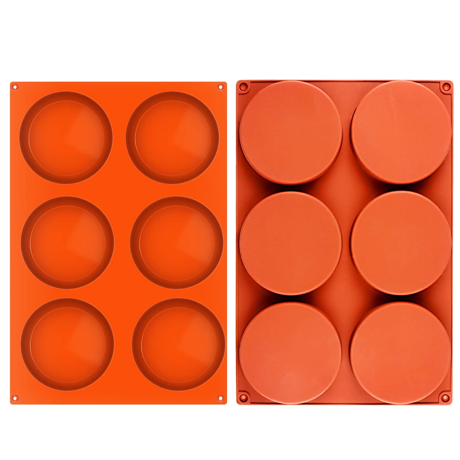 Funshowcase Round Disc Baking Silicone Mold 6-Cavity, 4Inch 2-Bundle
