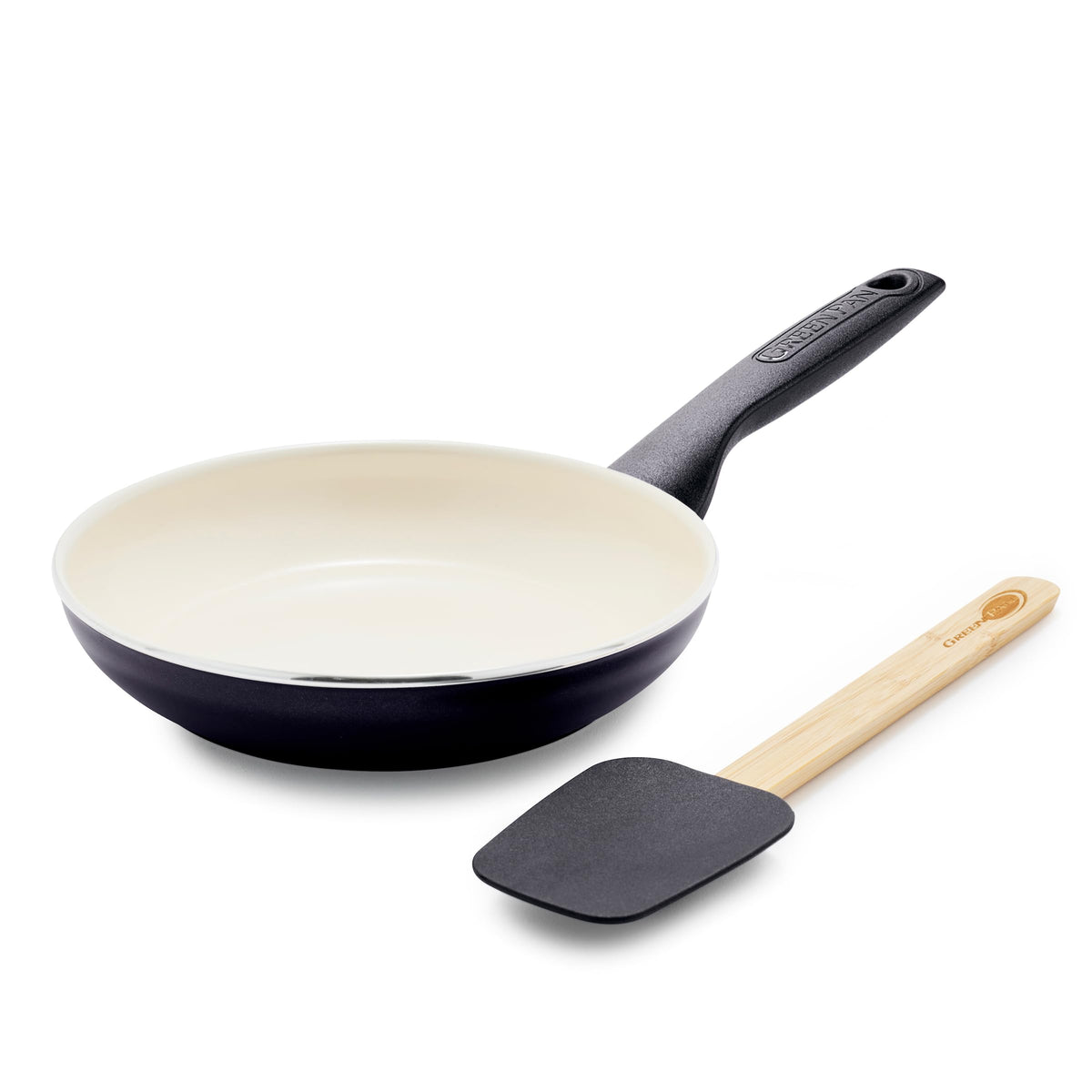Greenpan Rio Healthy Ceramic Nonstick 8'' Frying Pan Skillet And Silicone Spatula Set, Soft Grip Handle, Breaktfast Meal Set, Pf