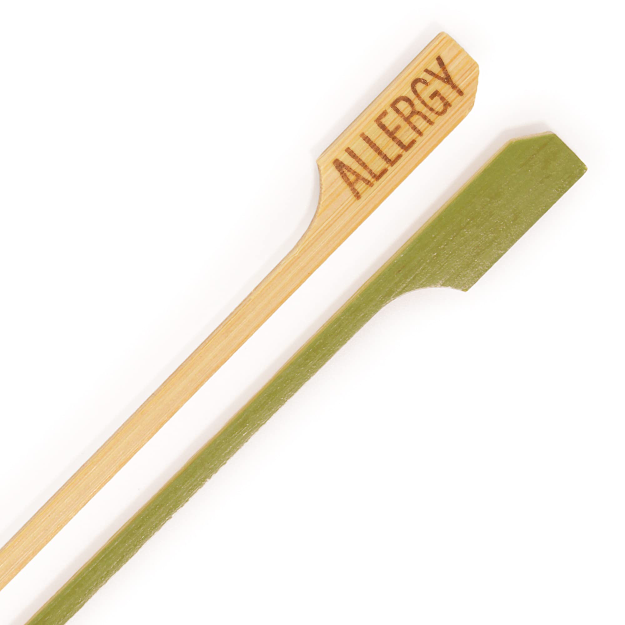 Bamboomn 8.3'' Food Allergy Marking Bamboo Paddle Picks For Food, Drinks, Appetizers - 100 Pieces