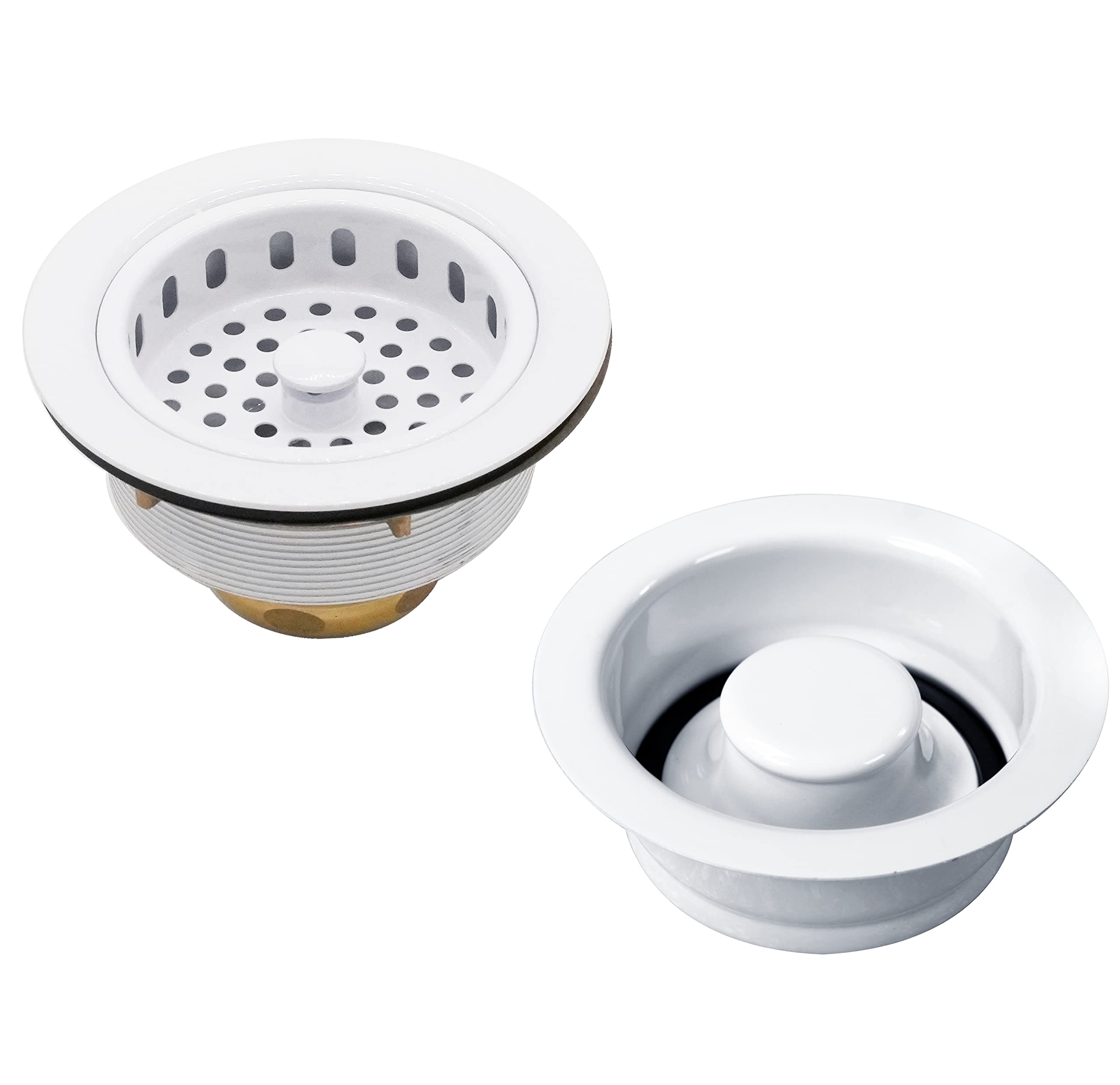 Westbrass A2165-50 4-1/4'' Od Post Style Large Kitchen Basket Strainer With Waste Disposal Flange And Stopper Drain Set, 1-Pack,