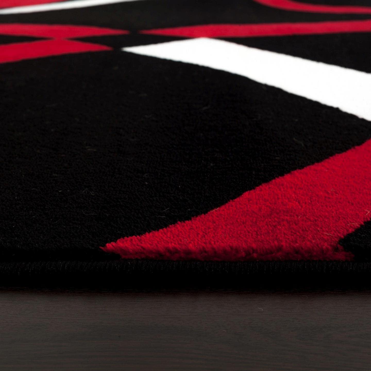 2305 Geometric Abstract Red Black 2x7 Area Rugs for Entryway