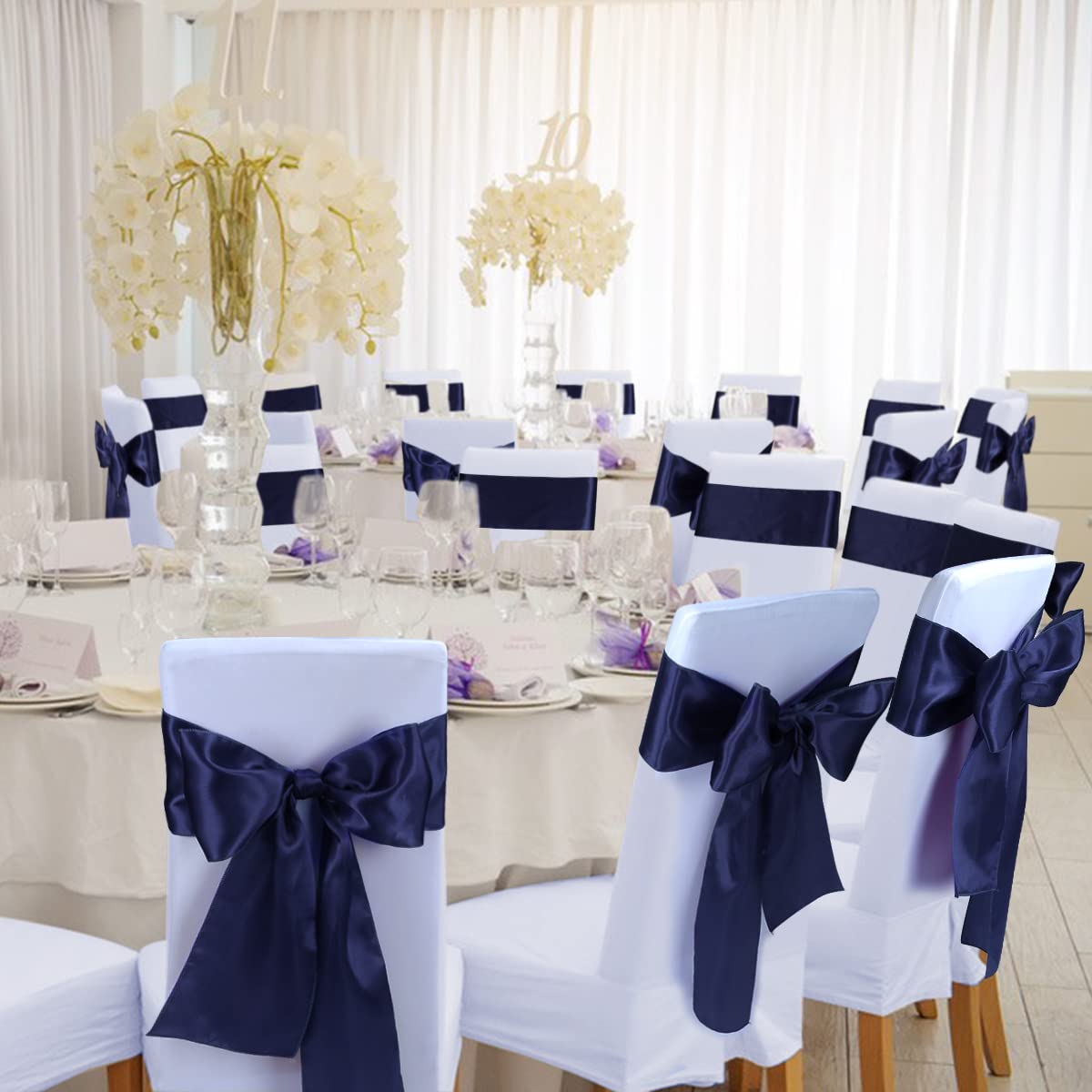 Babenest Satin Chair Sashes Ties Upgraded 50 pcs Chair Ribbons Bows for Wedding Banquet Party Christmas Baby Shower Events Decor
