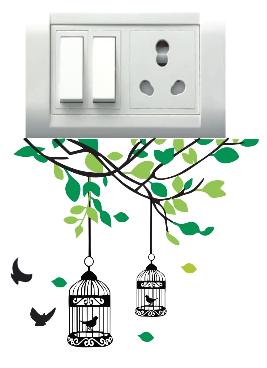 Decor Villa Love Heart Switch Board Sticker Floral Stickers Wall Stickers Light Switch Standard, Multicolour - Pack Of 1 (6 Stic