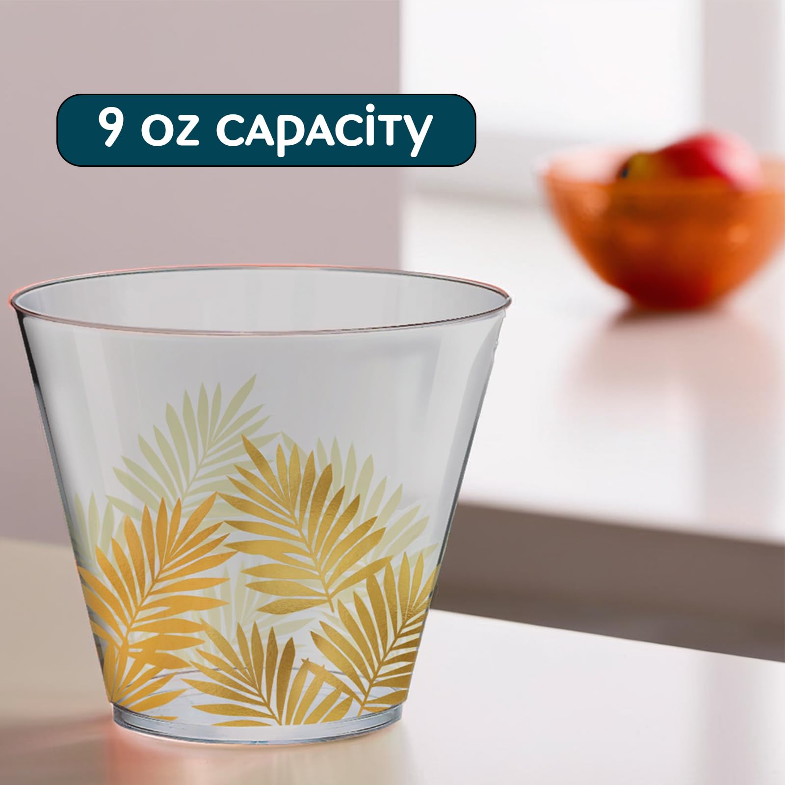 Golden Key West Plastic Tumblers - 9 Oz. (Pack Of 30) - Perfect For Outdoor Events, And Poolside Celebrations