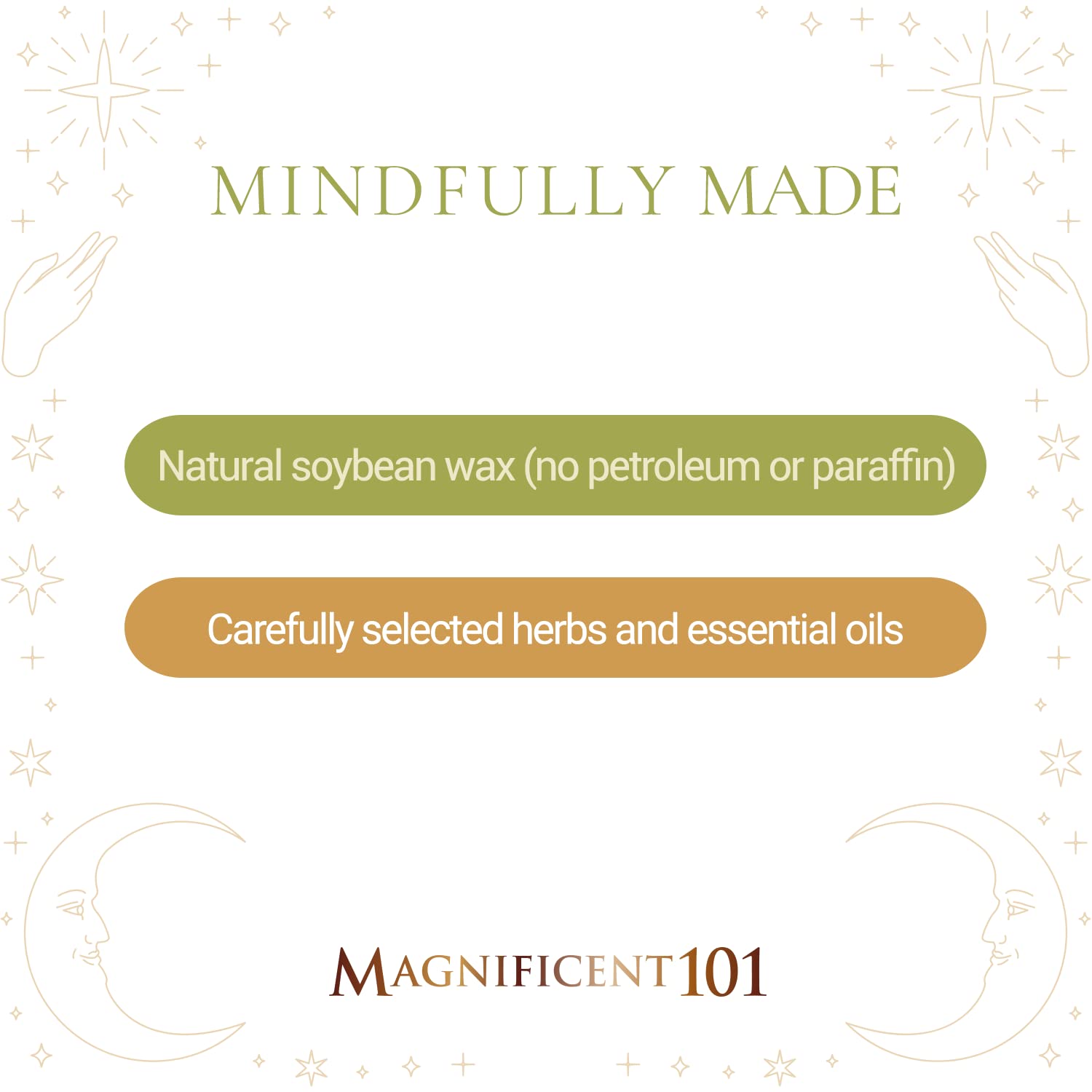 Magnificent 101 Abundance Aromatherapy Candle in 6-oz. Tin Holder: 100% Natural Soy Wax With Lemon, Rosemary & Sandalwood Essent