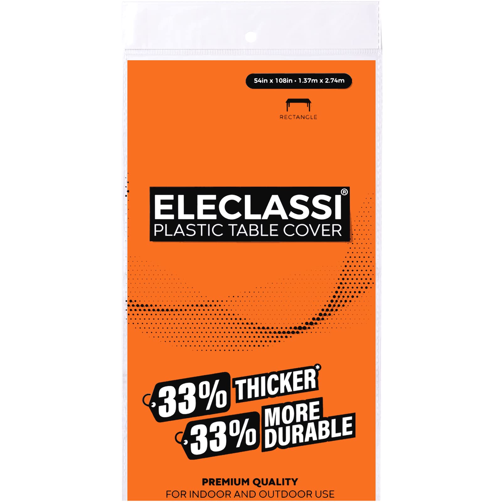 Eleclassi Orange 12 Pack Premium Plastic Table Cloth Disposable Tablecloth 54 X 108 Inch - Plastic Tablecloths For Rectangle Tab