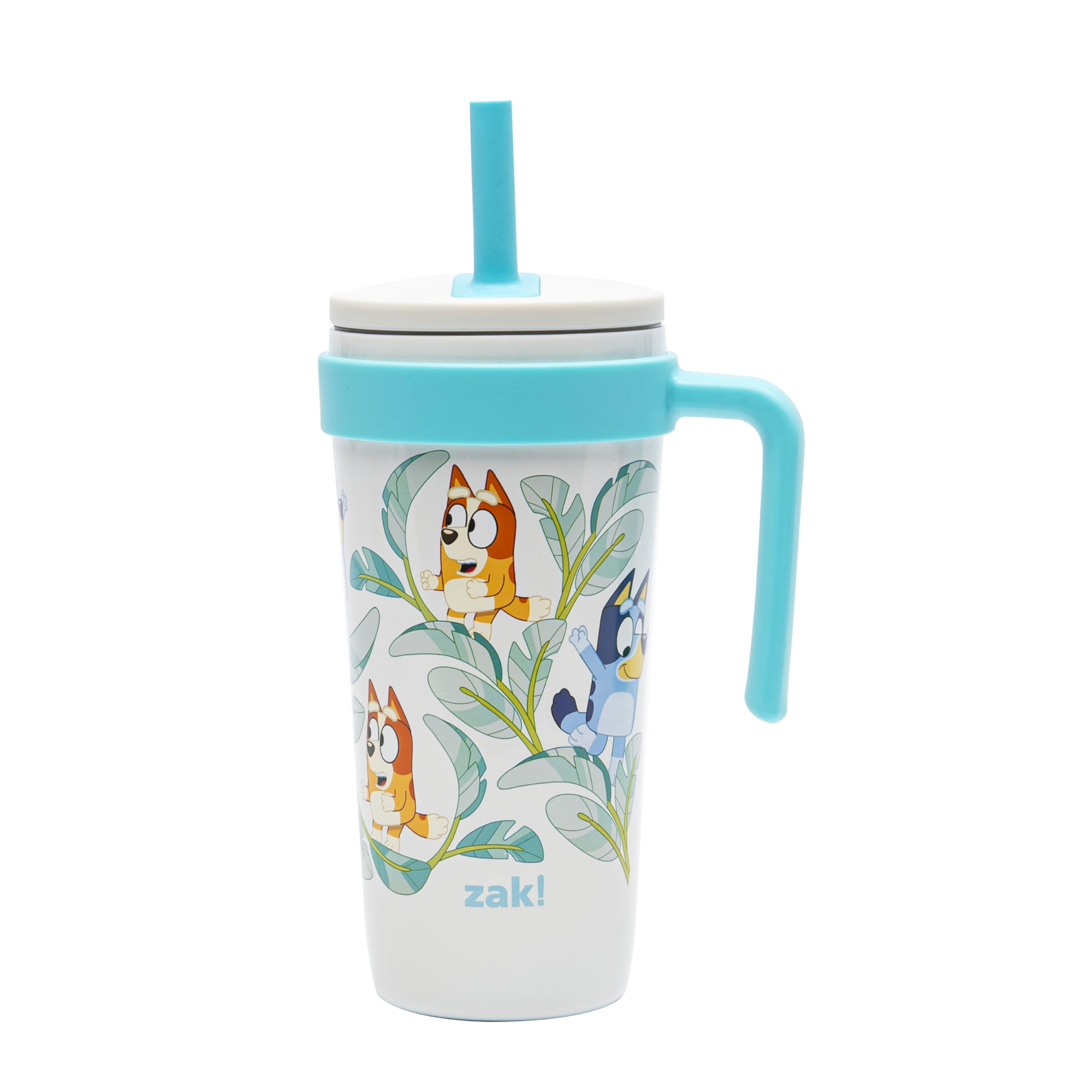 Zak Designs Bluey Fairway Travel Tumbler for On the Go or At Home, 18oz Stainless Steel with Vacuum Insulation, Spillproof Silic