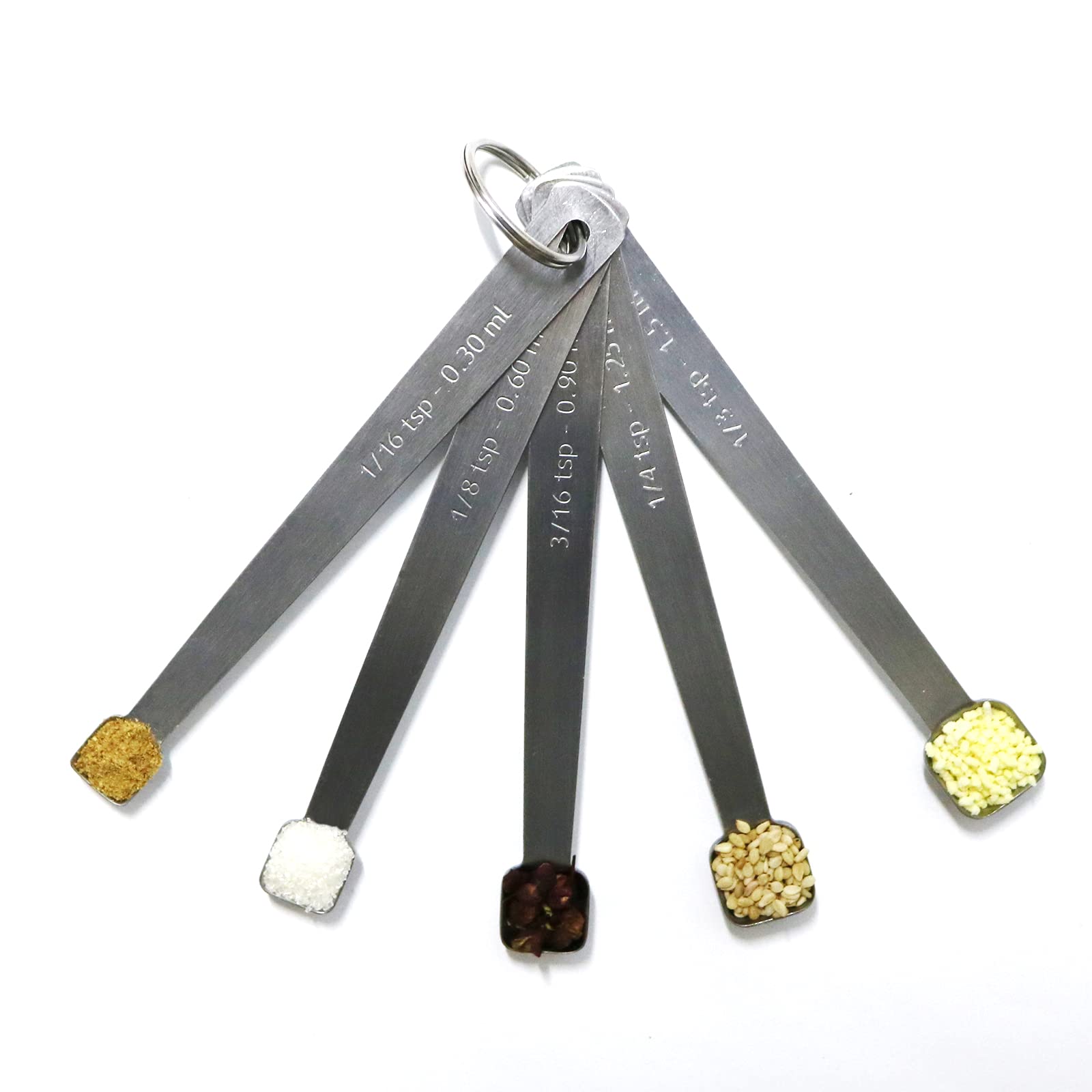 Beryler Measuring Spoons Set, 1/3 Tsp, 1/4 Tsp, 3/16 Tsp, 1/8 Tsp, 1/16 Tsp, Mini Measuring Spoon For Baking, Tablespoon For Dry