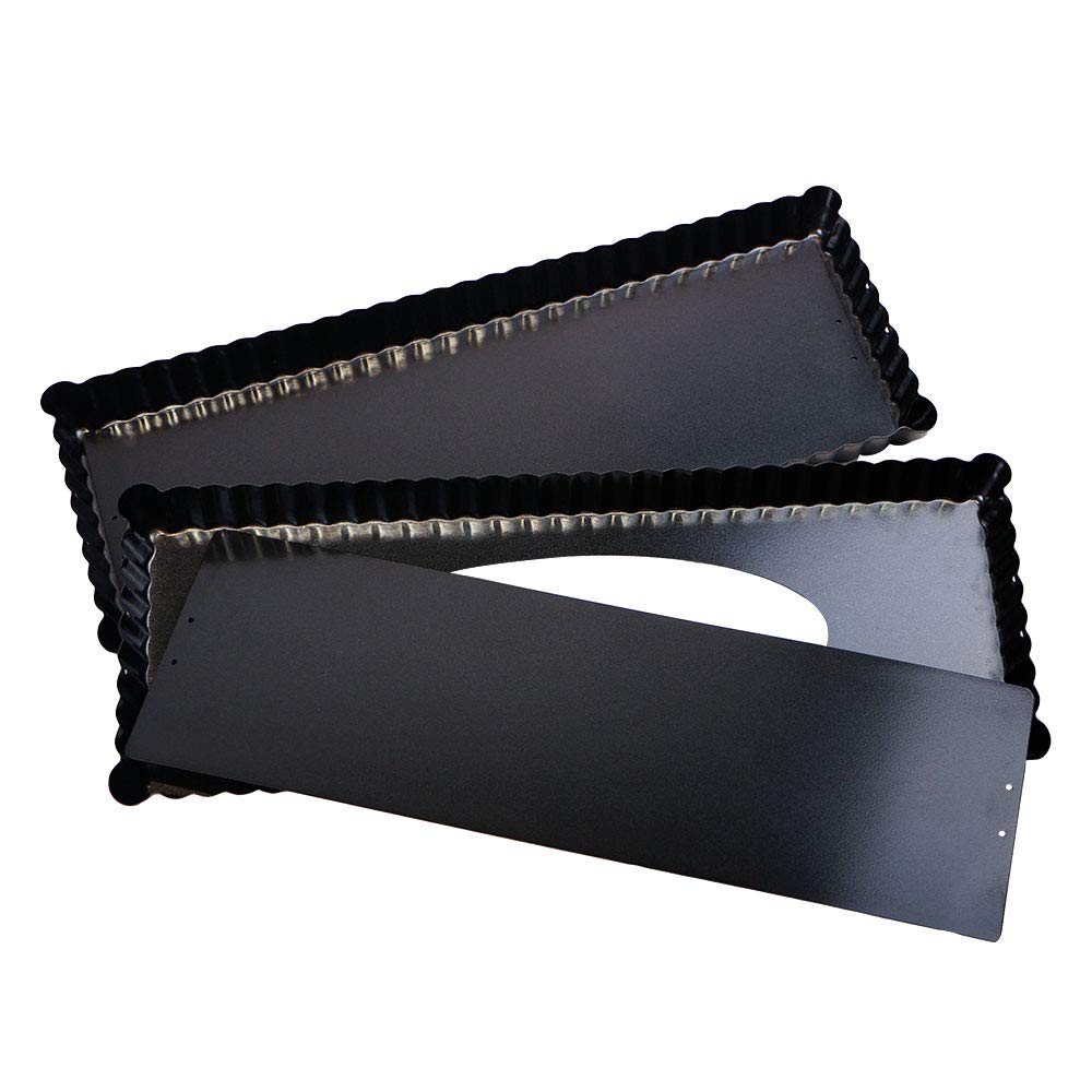 Webake 14 Inch Heavy Gauge Carbon Steel Non-Stick Rectangular Tart Pan With Removable Bottom Quiche Baking Pan (Pack Of 2)