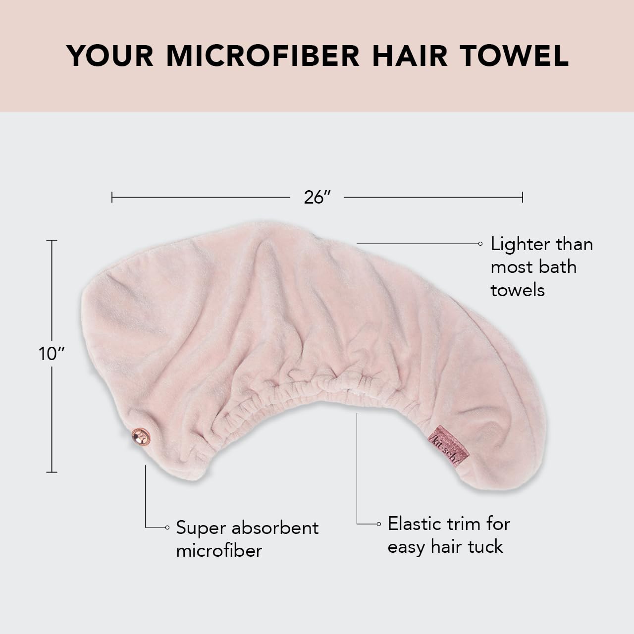Kitsch Microfiber Hair Towel Wrap for Women - Quick Dry Towel | Microfiber Towel for Hair | Hair Drying Towel Wrap for Long Hair