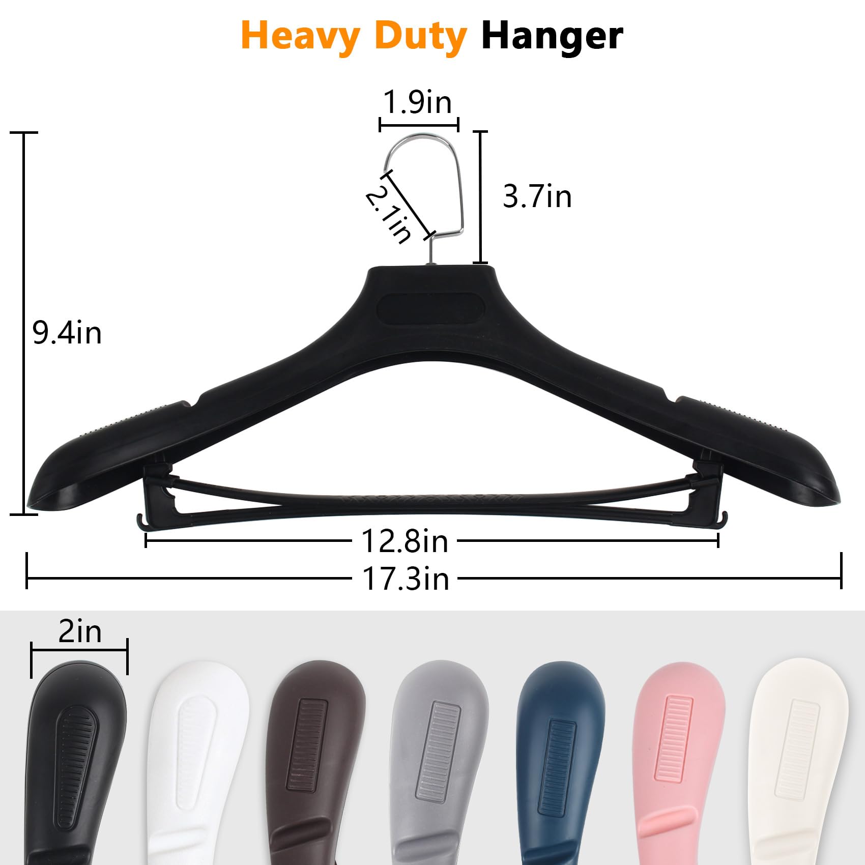 Dedu Plastic Extra Wide Shoulder Suit Hangers For Men 6 Pack Width 17.7'', Black Sweater Hangers No Shoulder Bump Non Slip For T