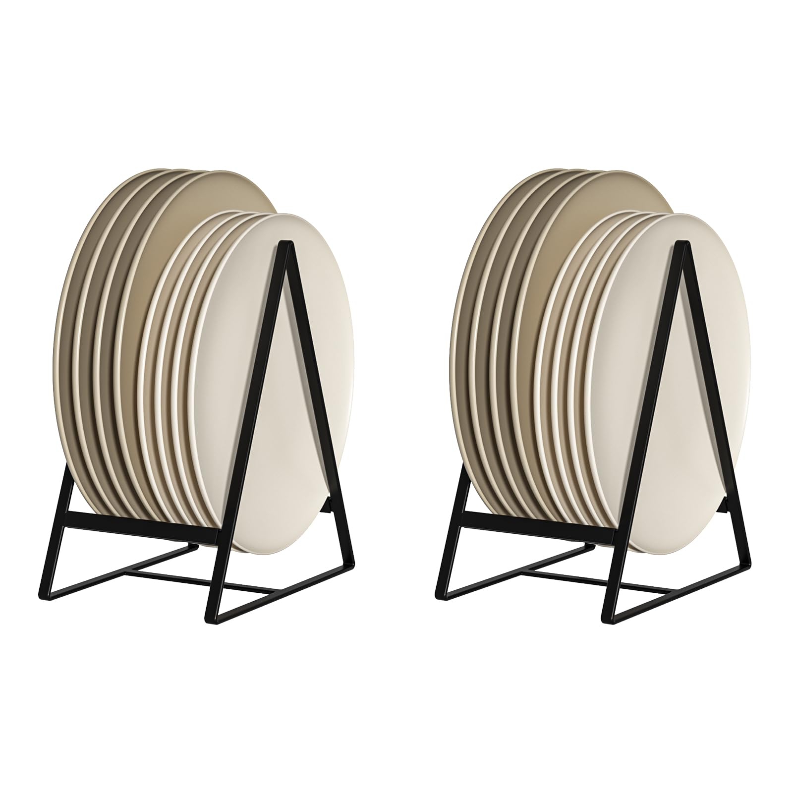 Hikinlichi 2 Pack Triangle Plate Holders Organizers Large Upright Cabinet Dish Drying Racks Metal Plate Dish Organizers Racks St