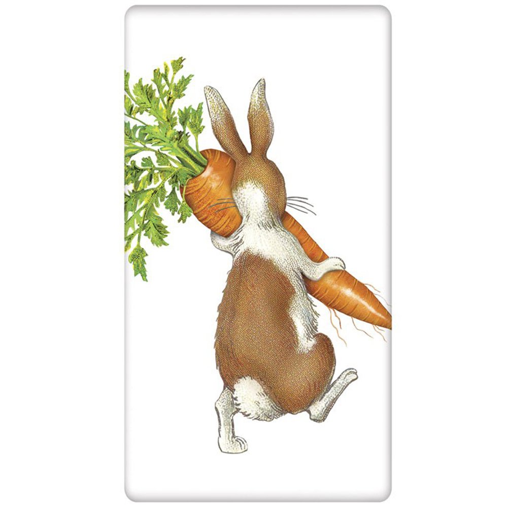 Mary Lake Thompson Carrot Rabbit Easter Flour Sack Cotton Kitchen Dish Towel - 30'' X 30'' Design