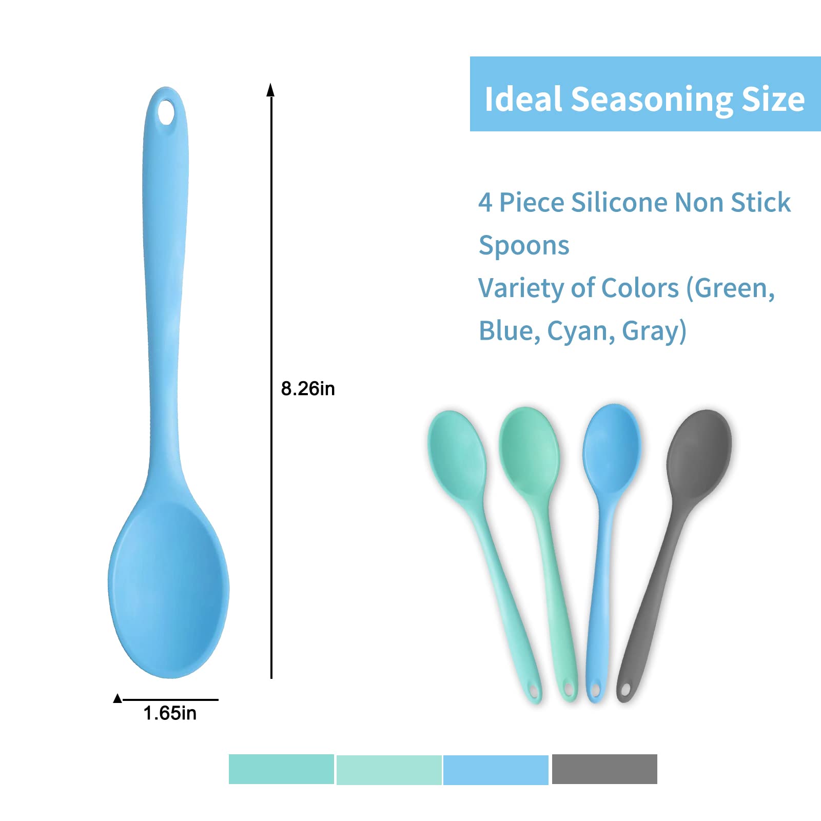 4 Pcs Small Silicone Mixing Spoon Heat Resistant Cooking Baking Spoons Set, Kitchen Utensil Spoons For Eating Baking Stirring Se
