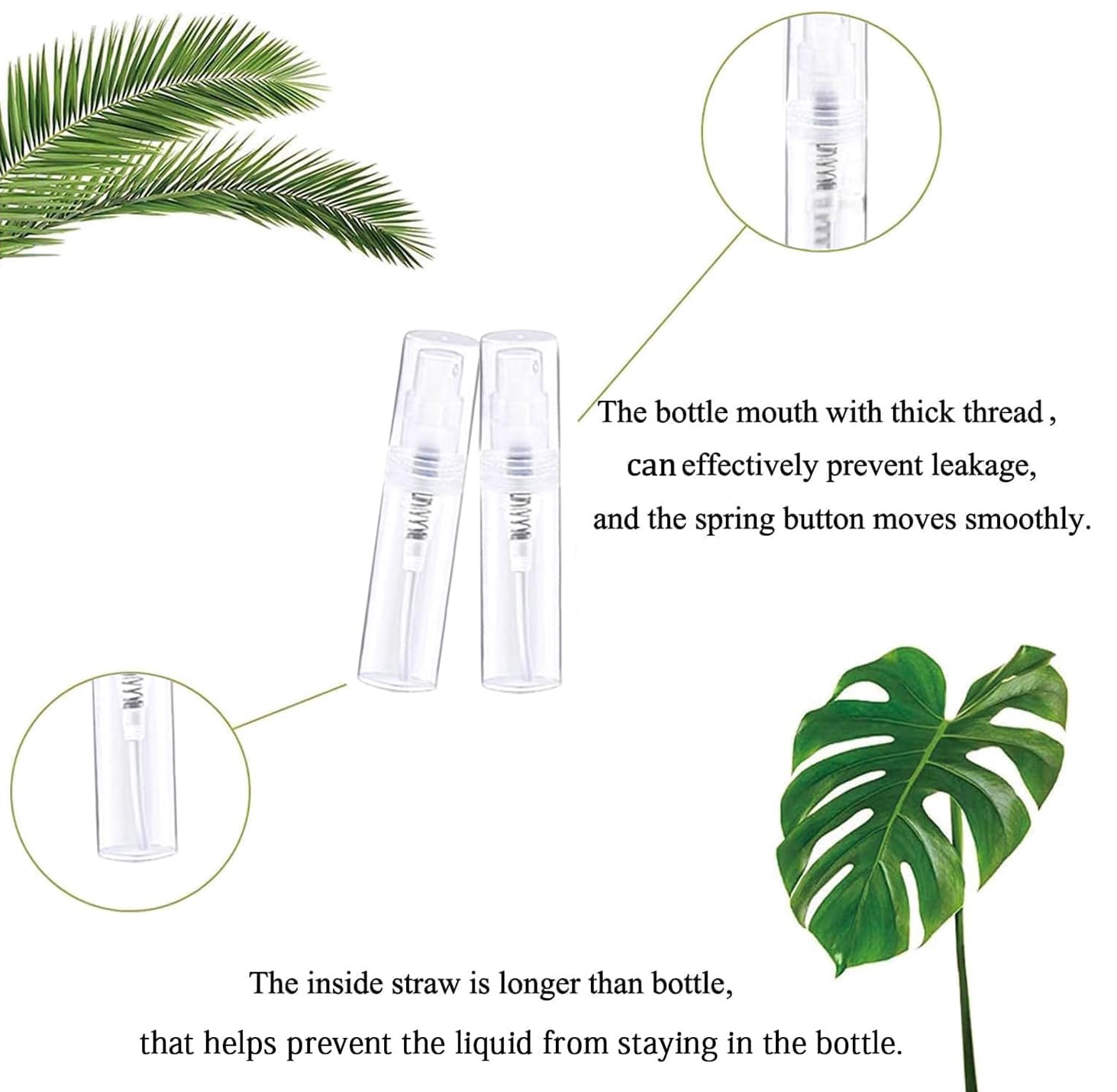 Csdtylh Mini Spray Bottles 100PCS 2ML Refillable Empty Clear Plastic Spray Bottles Perfume Mouthwash Atomizer Small Travel Size Aerosol Spray Bottle for Cleaning Essential Oils Toiletry