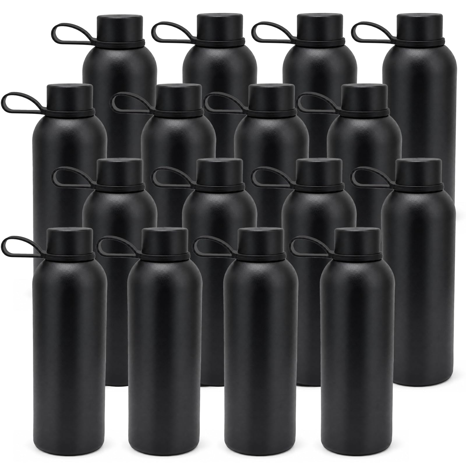 16 Pack Stainless Steel Insulated Water Bottle 17oz Powder Coated Blank Double Wall Vacuum Sports Bottle with Portable Handle Bu