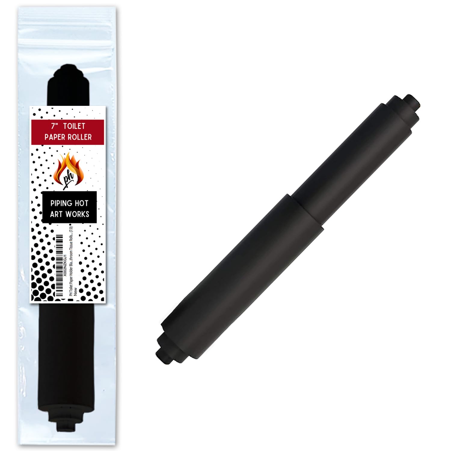 Toilet Paper Roller Holder (7 Inch) Black - Plastic (Spring Loaded) Replacement Spindle Rod - Roll Extender fits Extra Large Bathroom Tissue Rolls