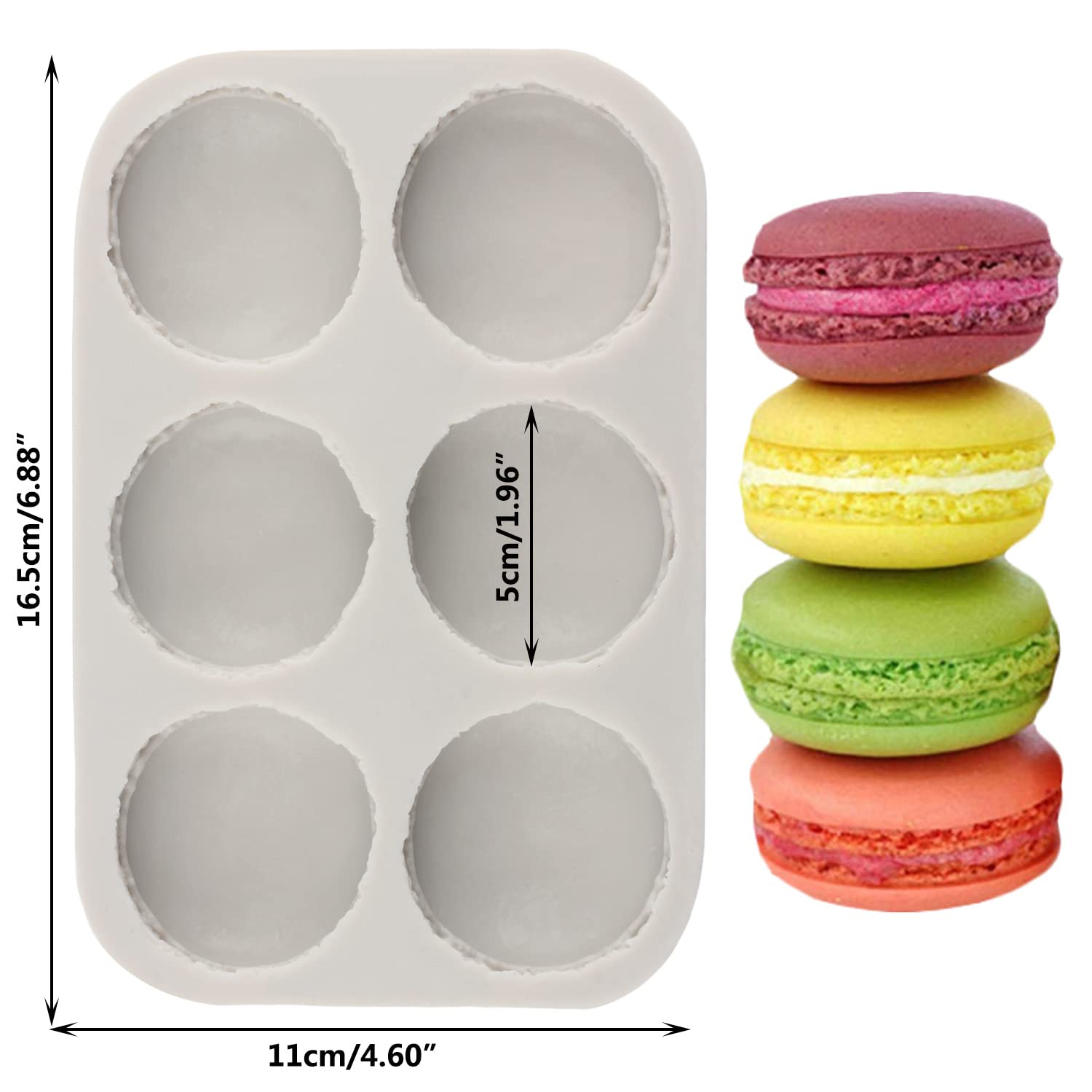 Sijiangmold 6-Cavity 3D Macaron Hamburger Silicone Molds Macaron Fondant Mold For Cake Decorating Cupcake Topper Chocolate Candy