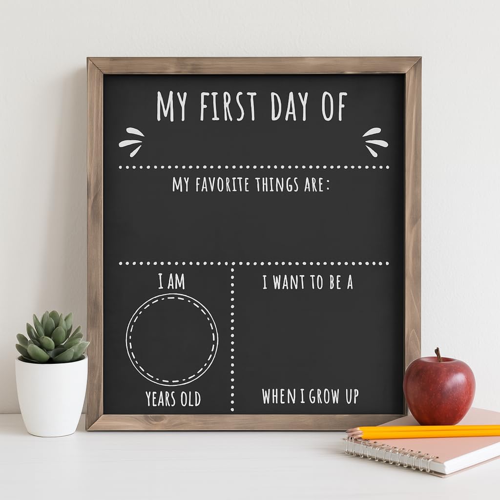 First Day of School Framed Rustic Sign 10x12