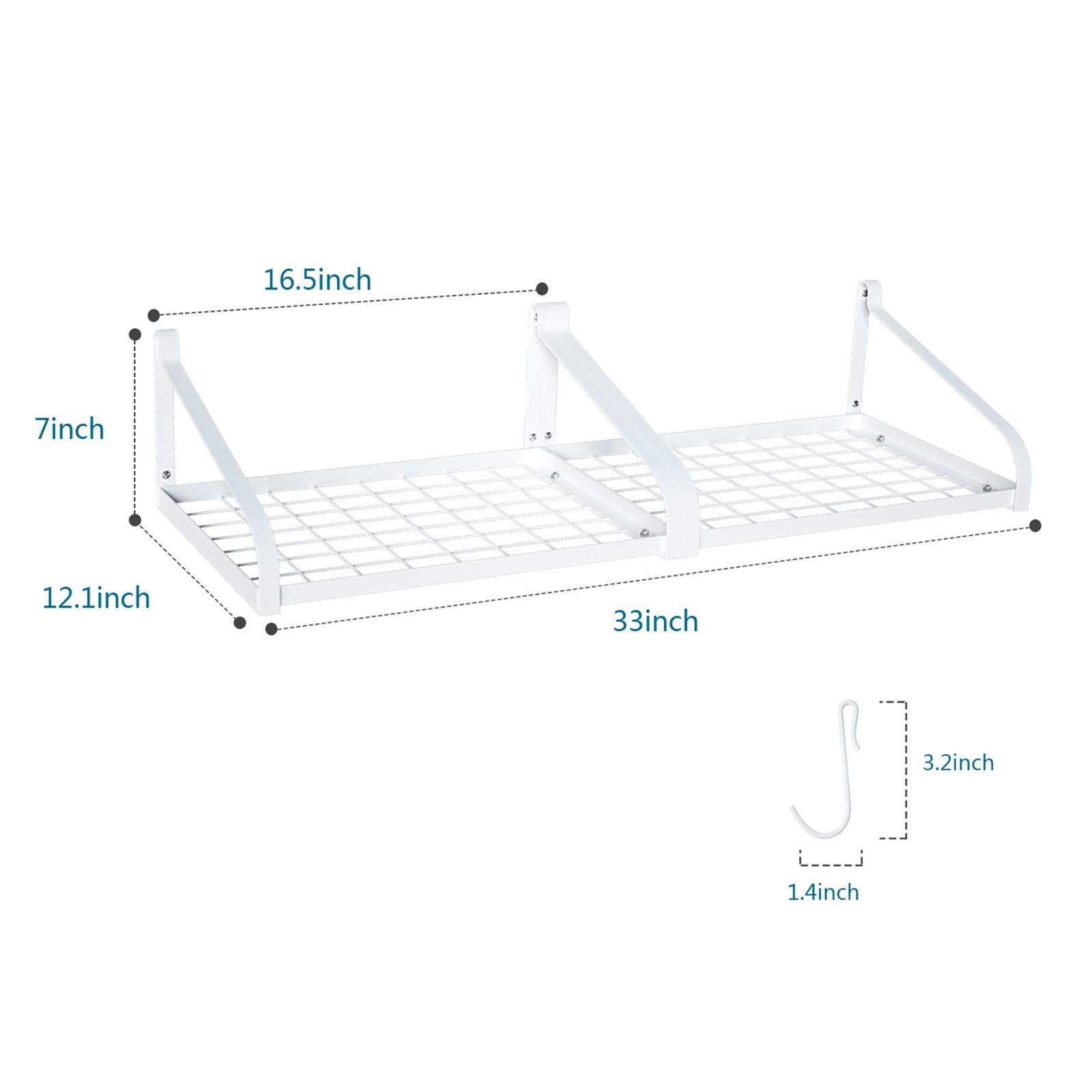 Love-Kankei Pot Rack Wall Mounted Set Of 2 Pan Pot Organizer Wall Shelves With 16 Hooks For Kitchen Cookware Utensils Organizati