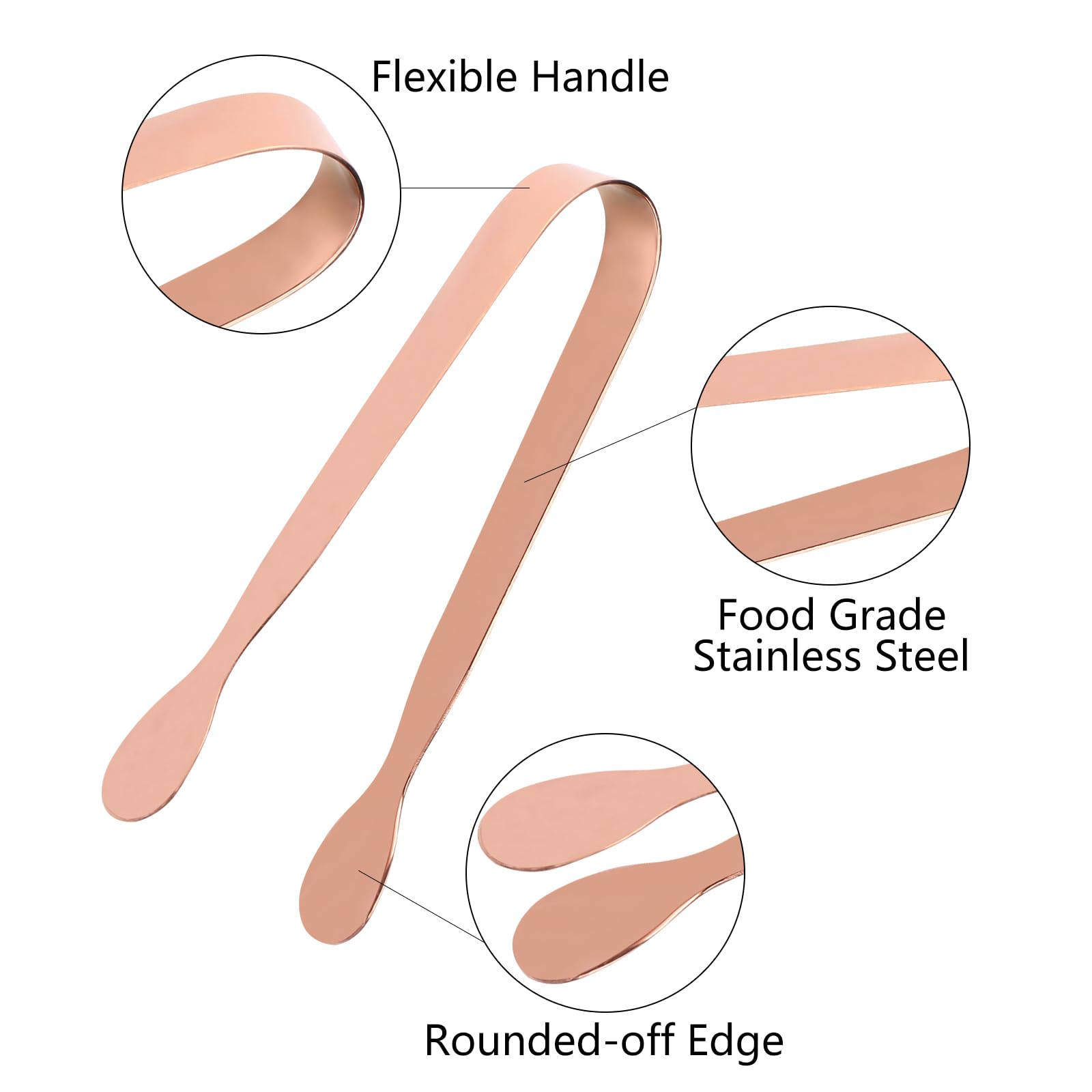 Midelong Rose Gold Mini Serving Tongs, Small Sugar Tongs Stainless Steel Ice Tongs Food Tongs Appetizers Tongs Serving Utensils