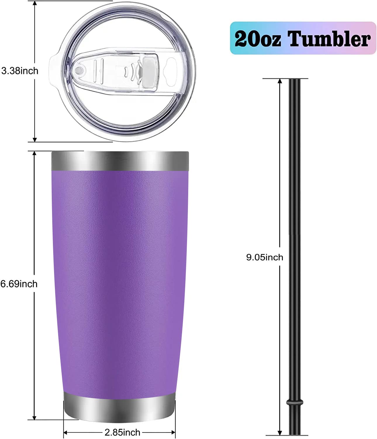 Vegond 20Oz Tumbler With Lid And Straw Stainless Steel Tumbler Cup Vacuum Insulated Double Wall Travel Coffee Mug Powder Coated