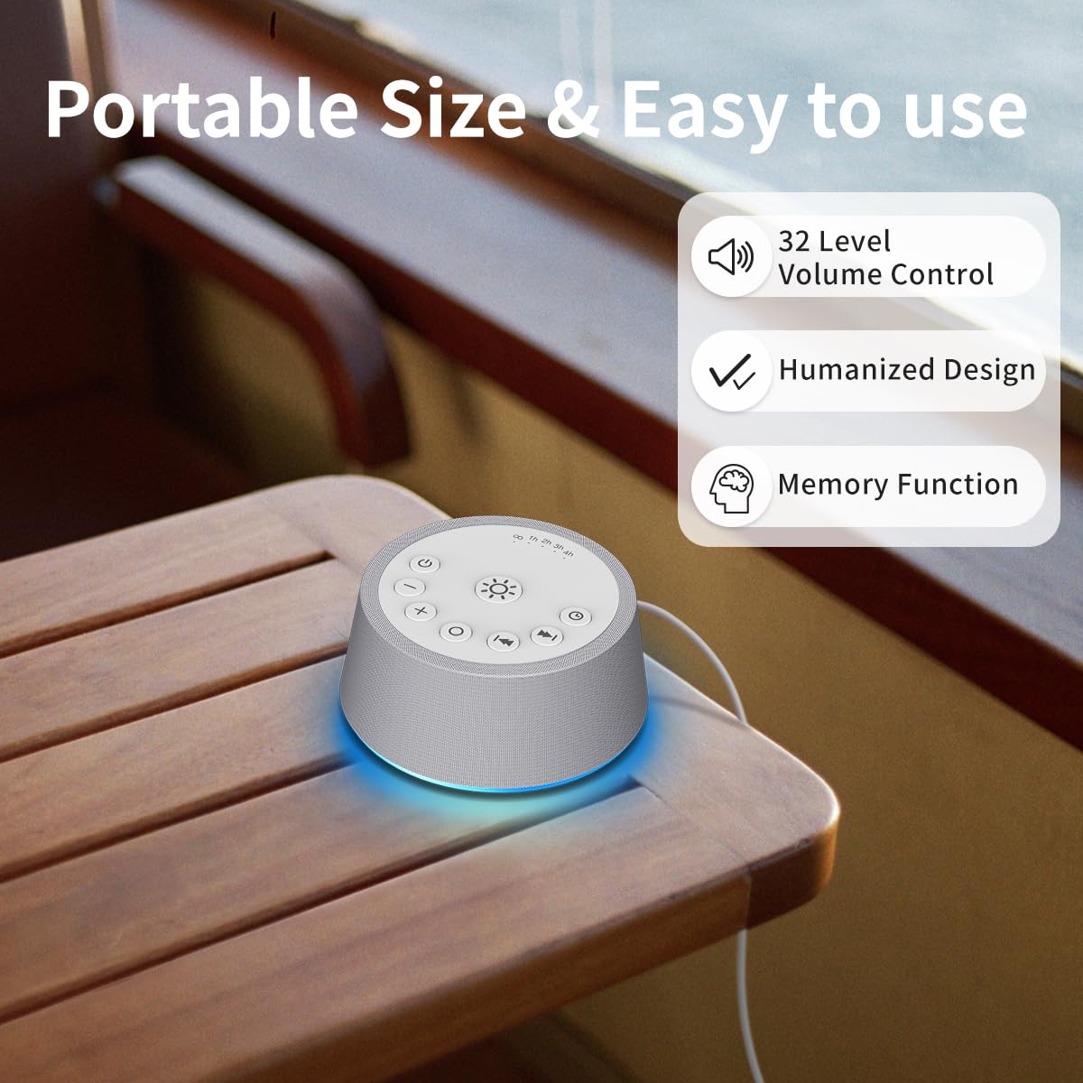 SoundLegend White Noise Sleep Sound Machines 30 Sounds 32-Level Volume 12 Colors Light 5 Timers Adjustable Light Brightness Comp