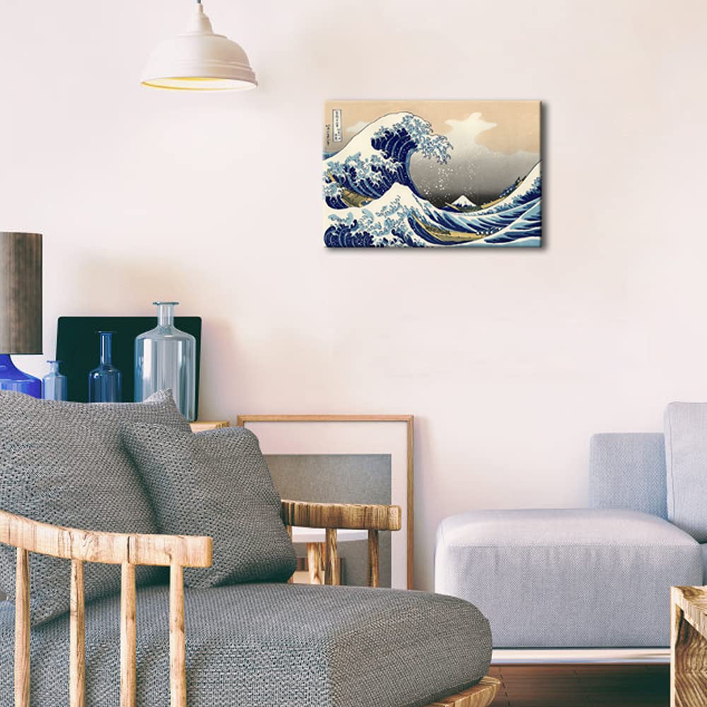 Wieco Art Canvas Prints Wall Art Ocean Beach Picture Paintings For Home Office Decorations Wall Decor Great Wave Of Kanagawa Kat