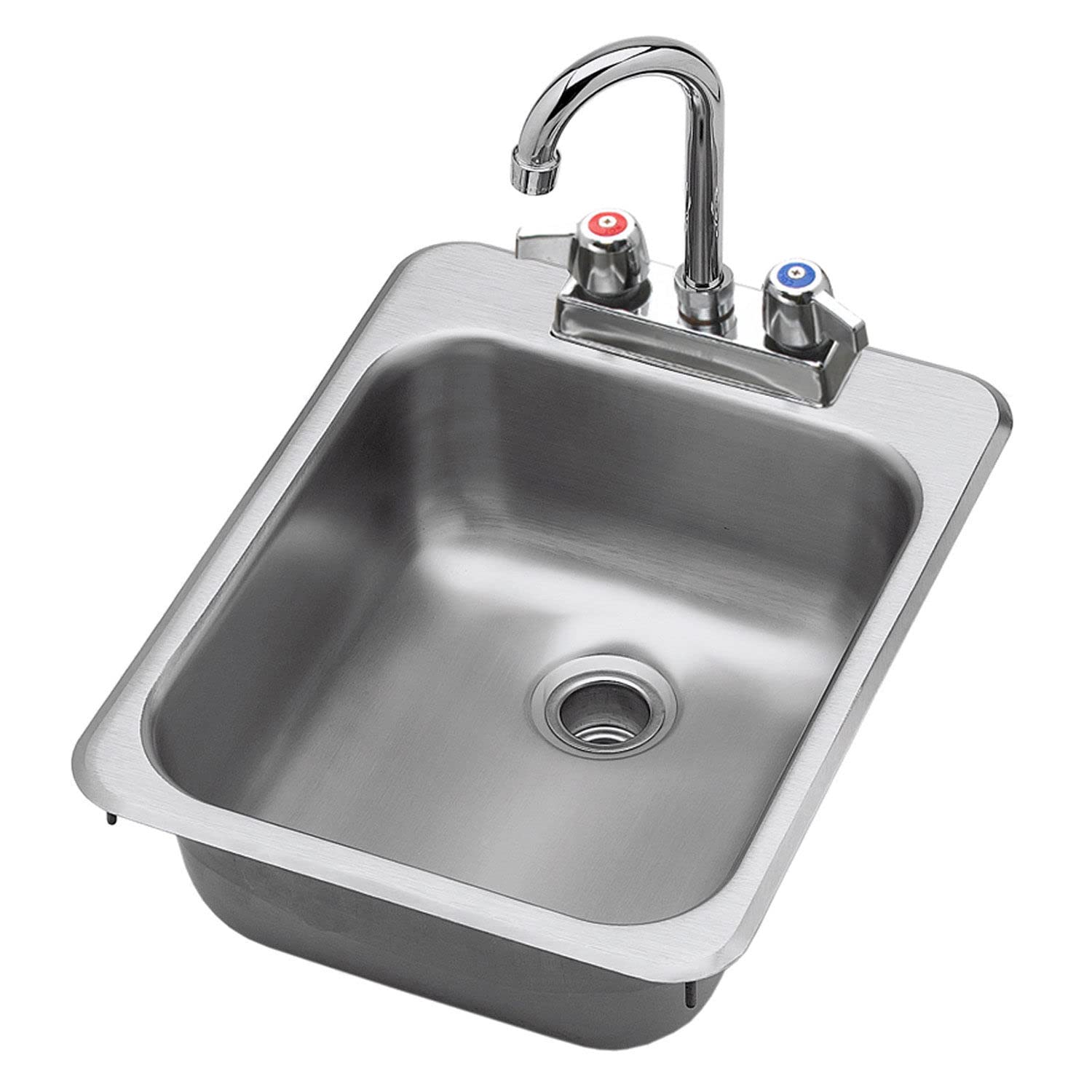 Krowne HS-1317 Single Compartment Drop-in Hand Sink with Center Deck-Mount Gooseneck Faucet and Ceramic Valve for Commercial Res
