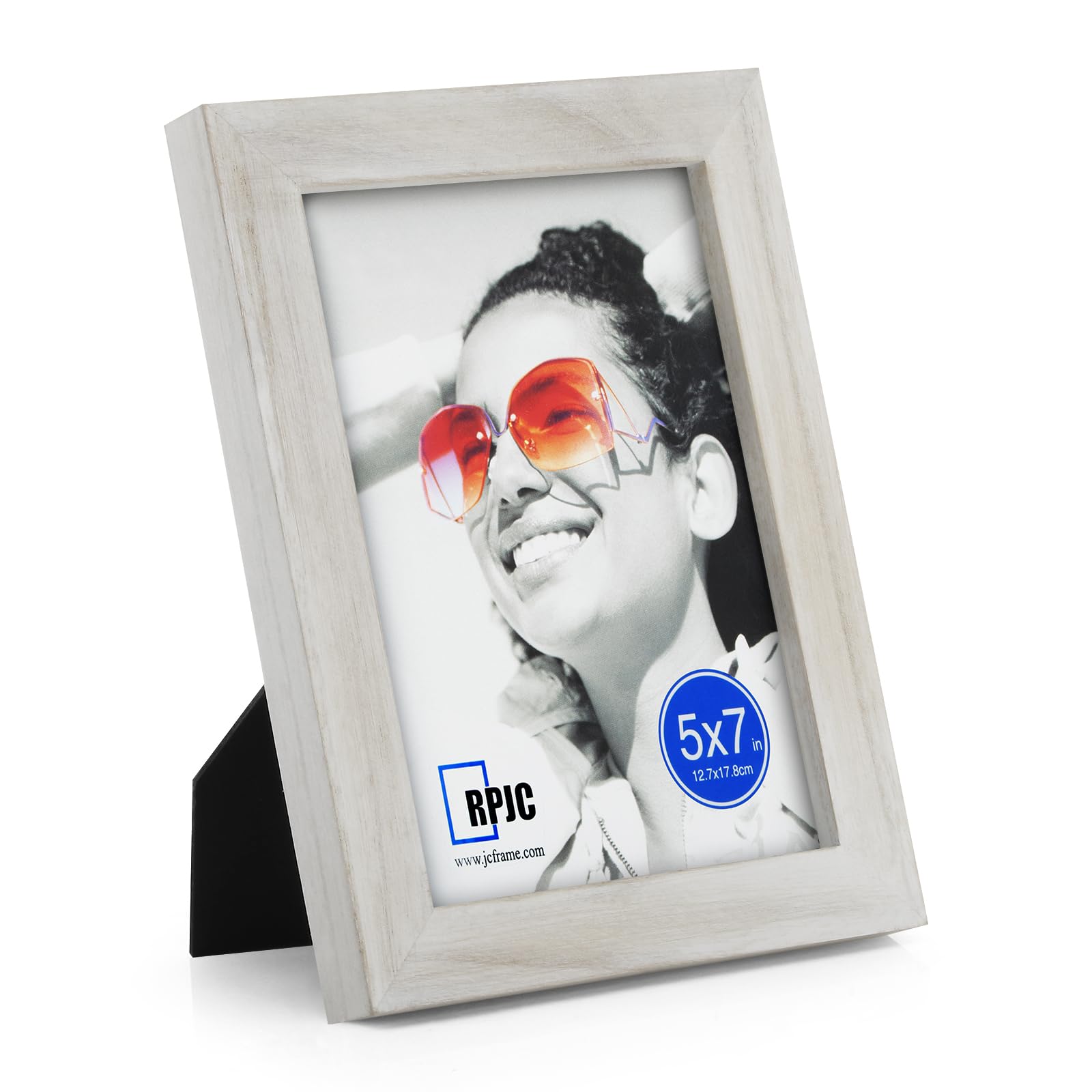 RPJC 5x7 Picture Frames Made of Solid Wood High Definition Glass for Table Top Display and Wall Mounting Photo Frame Rustic Whit