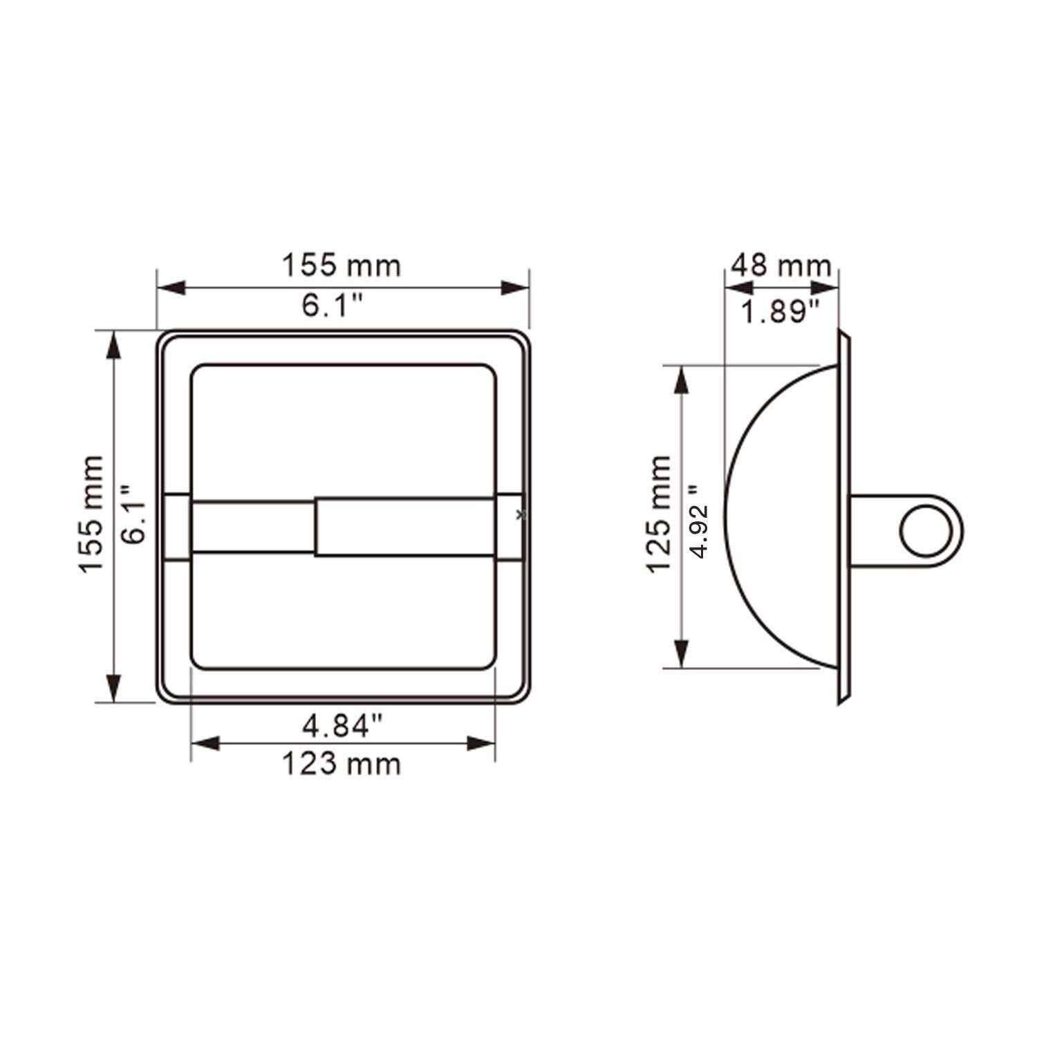 POKIM Matte Black Stainless Steel Recessed Toilet Paper Holder, Model 275, Rear Mount, Bathroom Accessories