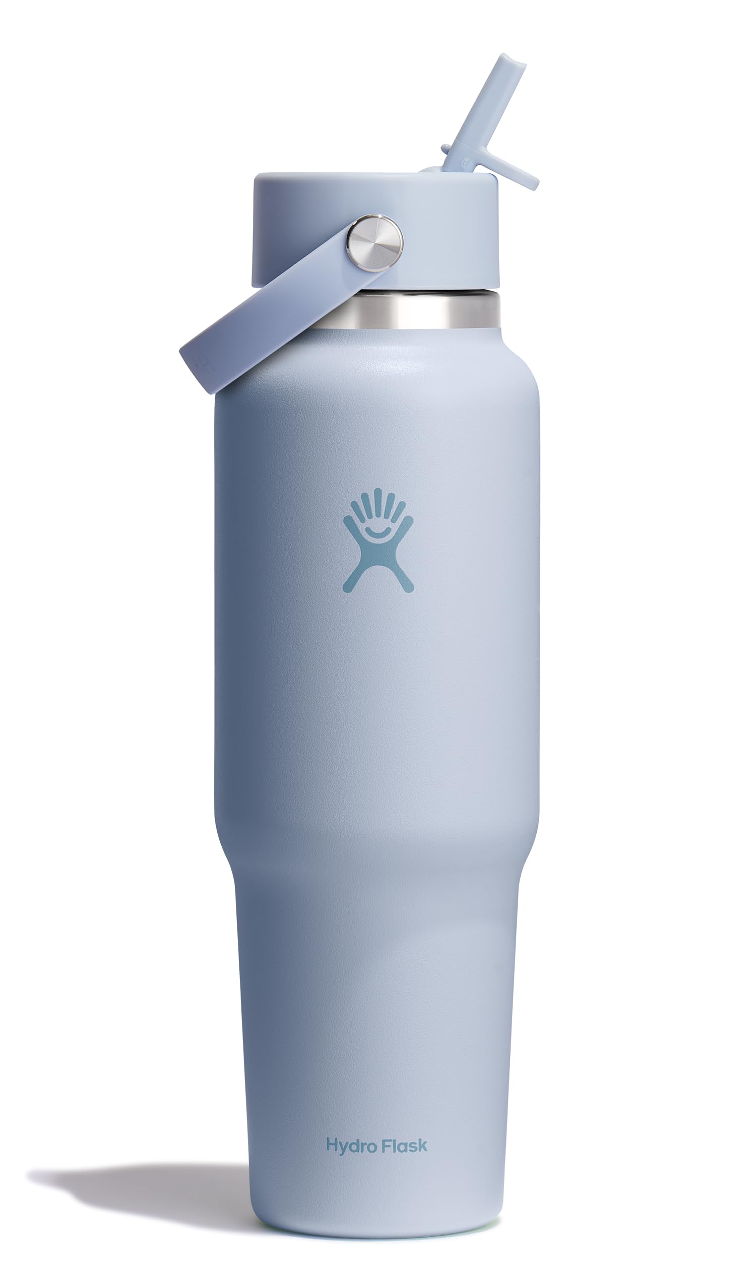 Hydro Flask Travel Water Bottle - Insulated Stainless Steel - Wide Straw Lid, Non Spill, Leakproof in 40 Oz Surf Blue