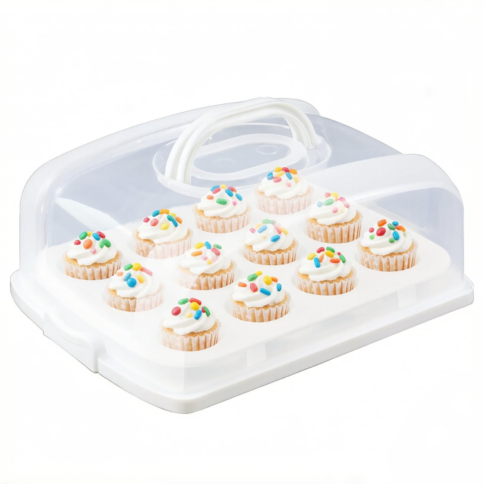 FEOOWV 2in1 Cupcake Carrier and Cake Keeper with Lid, Rectangle Pie Carrier,Large Portable Storage Container for Storing 12 Cupc