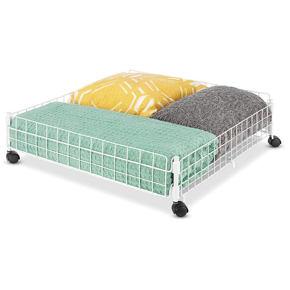 Whitmor Rolling White Wire Underbed Cart